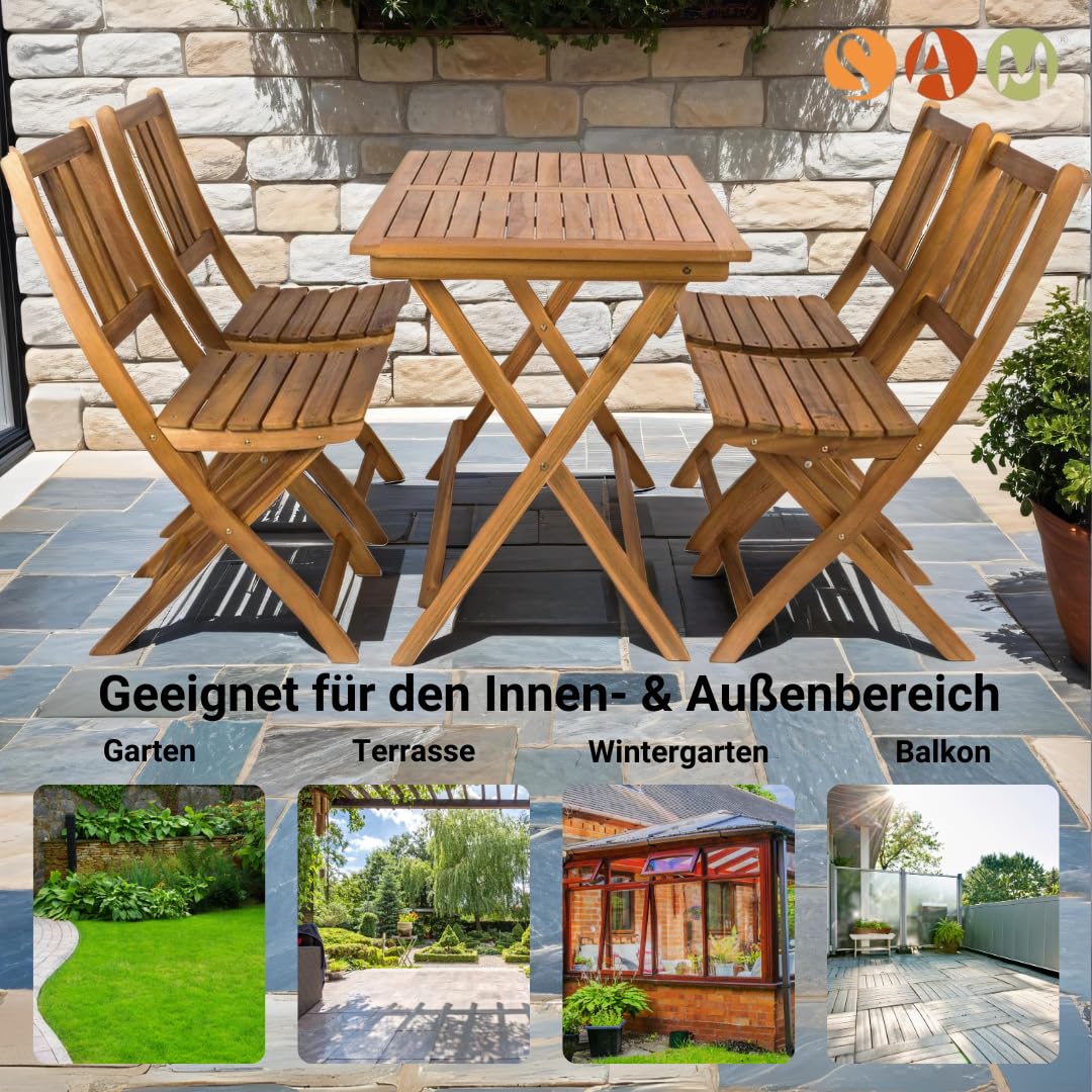 SAM Gartentisch Blossom, Akazienholz massiv & geölt, Klapptisch 80x60 cm, Holztisch für Balkon, Terrasse, Wintergarten oder Garten, pflegeleichtes Unikat