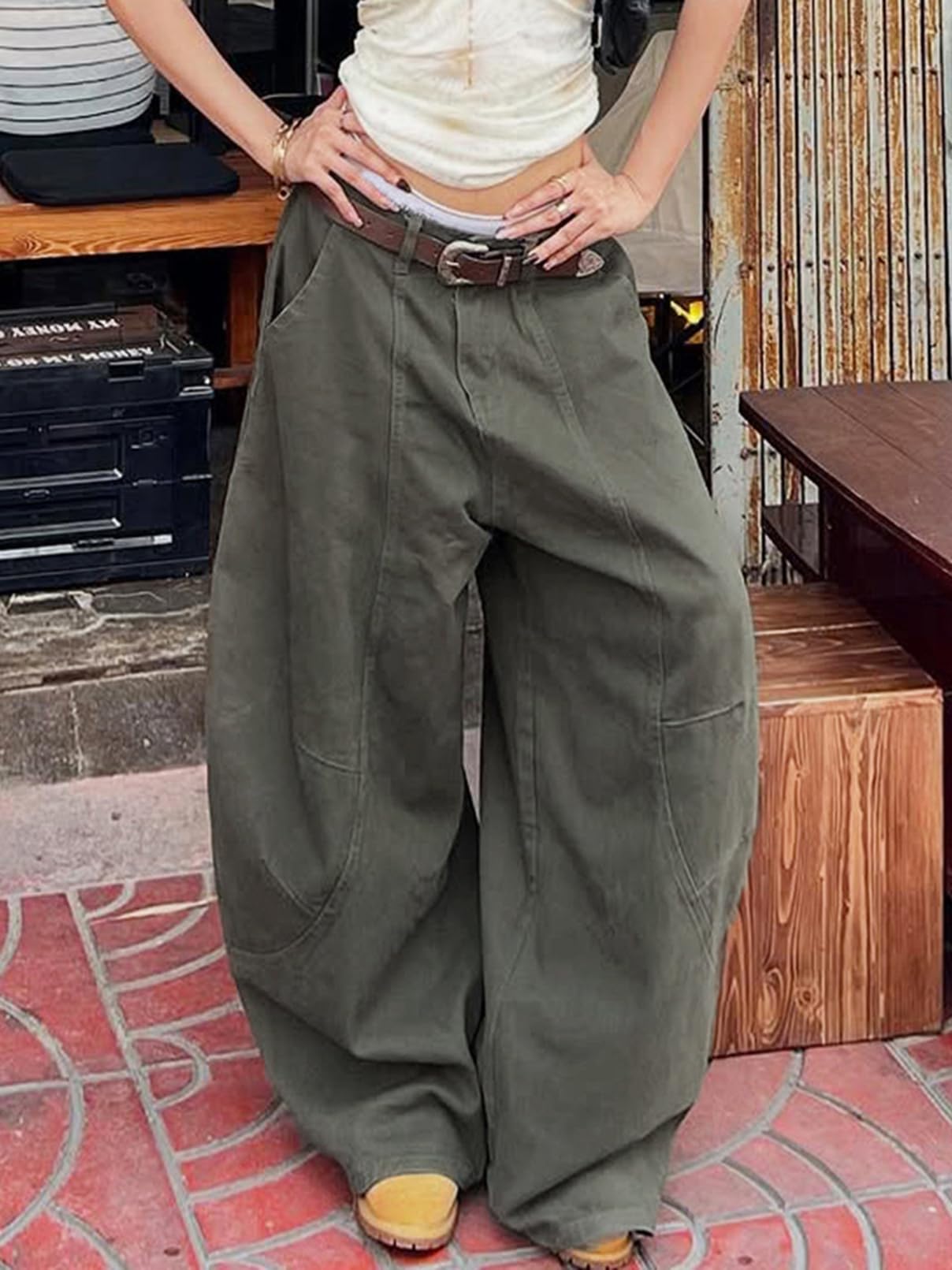 Barrel Boyfriend-Jeans für Damen, niedrige Taille, Y2K, weites Bein, Hip-Hop-Denim-Hose, Straße, Baggy-Jeans mit Taschen