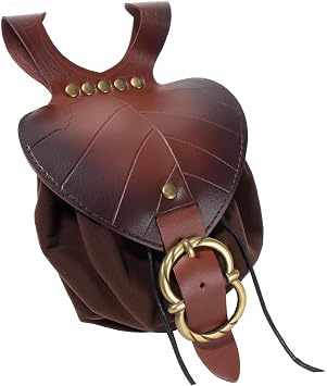 Leather Belt Pouch Medieval Vintage Renaissance Viking LARP Cosplay Costumes Drawstring Coin Purse Phone Holder Waist Bag Leaf Brown