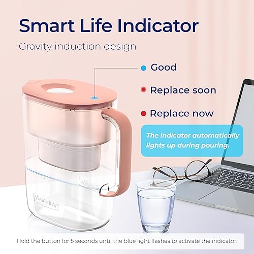Miniatura 5 de Waterdrop Jarra de filtro de agua Lucid de larga duración de 200 galones, de 10 tazas, con certificación NSF, 5 veces su vida útil, reduce PFAS,