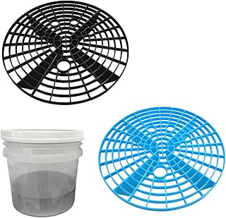 2 PCS Car Wash Bucket Inserts, Plastic Vehicle Wash Bucket Insert Detail Grit Trap, Auto Wash Dirt Collectors Fits 12 Inch Diameter Bucket, Universal Car Accessories (Black+Blue, 2PCS)