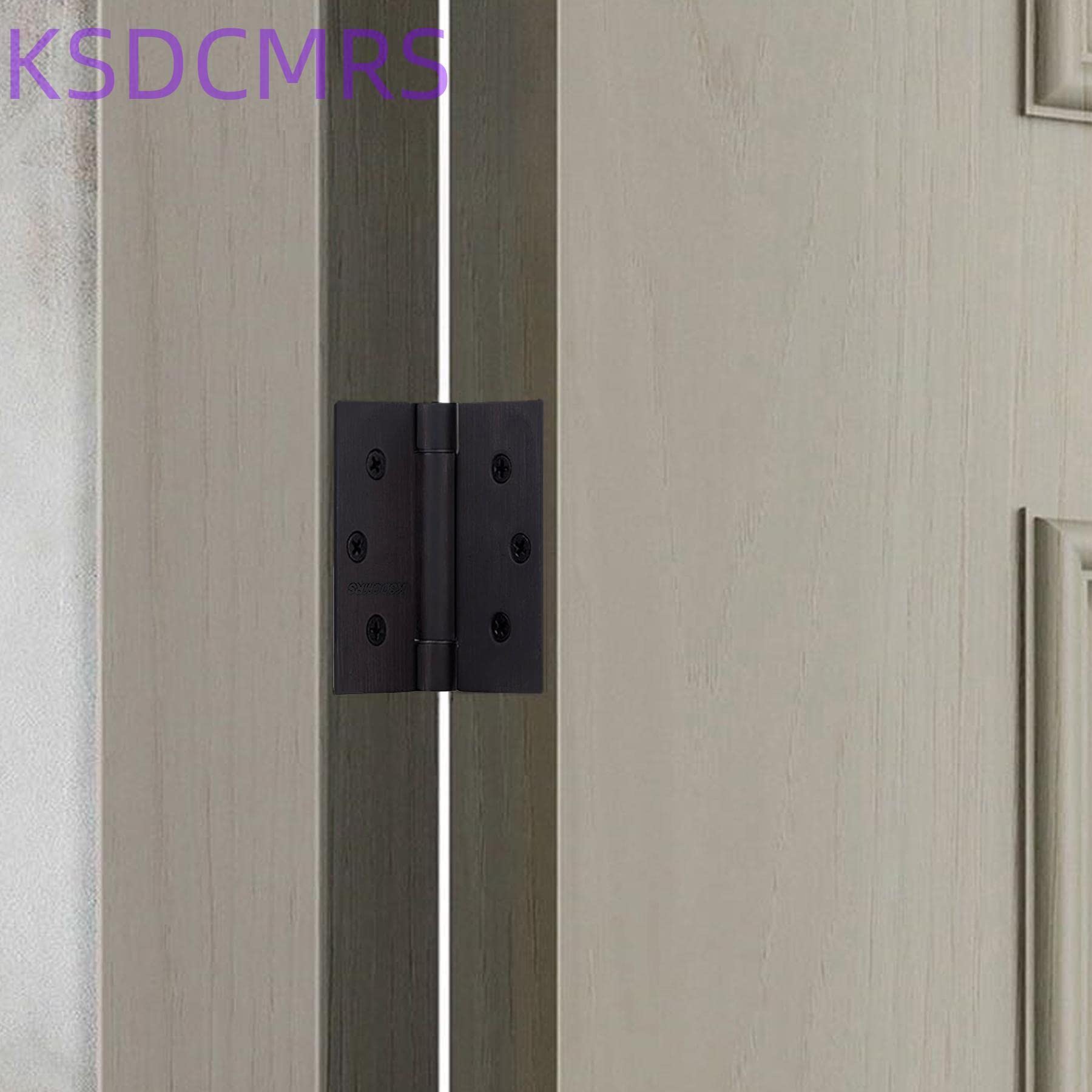 Bisagras de acero inoxidable de 3.5 pulgadas, bisagras de puerta de cierre automático ajustable con resorte de 3-1/2 pulgadas x 3 1/2 pulgadas con esquina cuadrada (negro mate, paquete de 2)