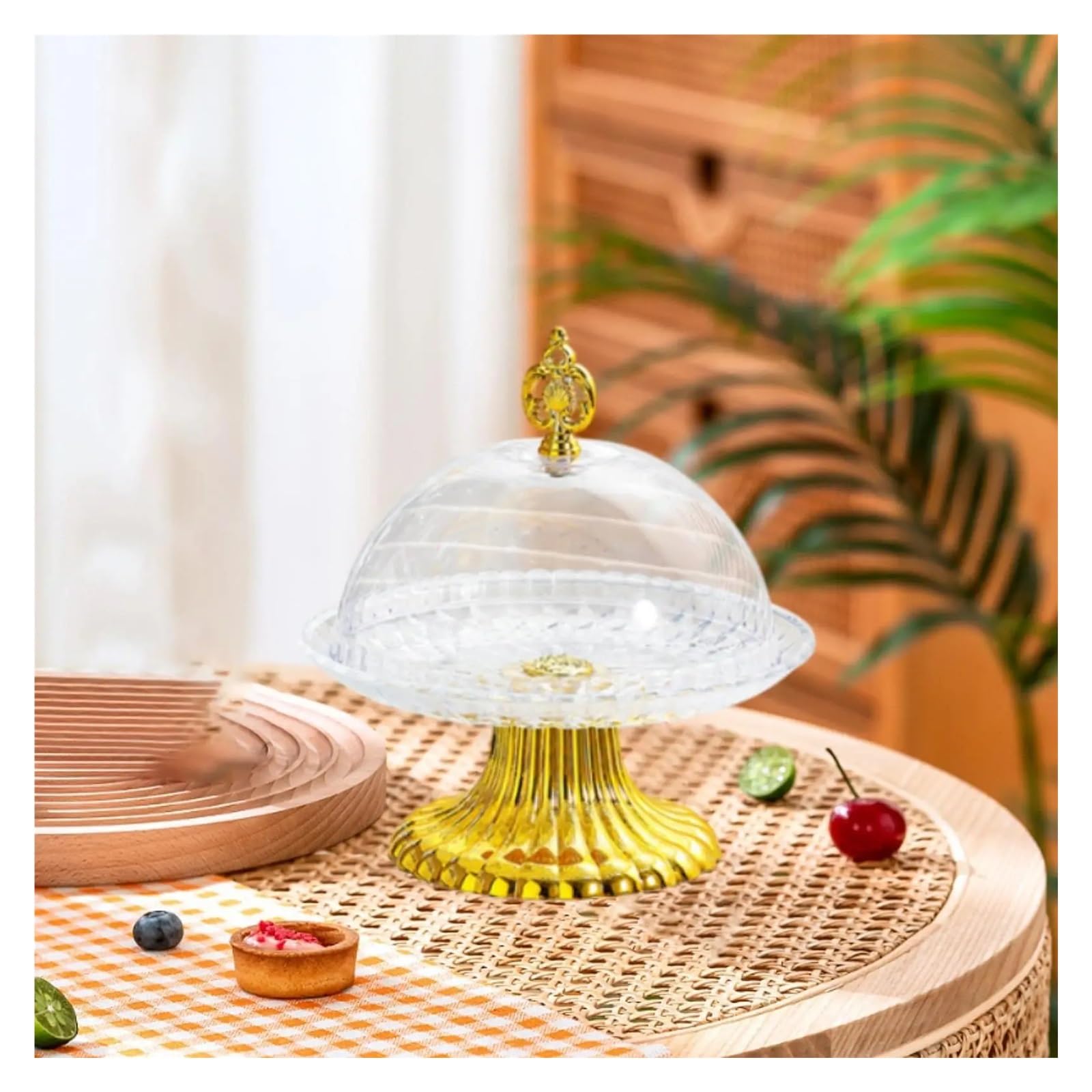 Tortenständer aus Acryl, mit Deckel, perfekt für Desserts und Brot, für Party, Hochzeit, Geburtstag (S)