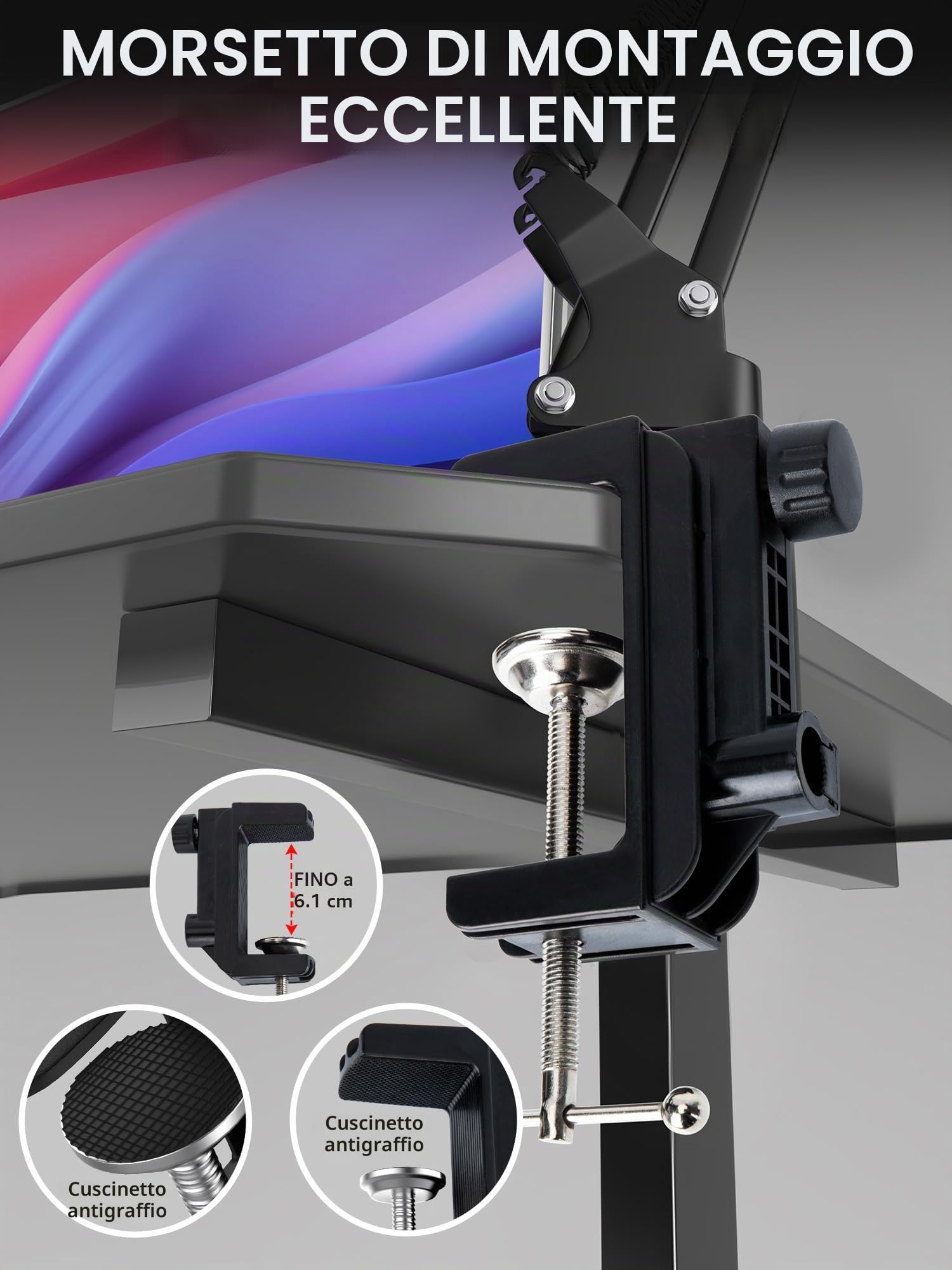 SUNMON Braccio Microfono per HyperX SoloCast 2 - Supporto Microfono Universale da Scrivania per SoloCast QuadCast S / 2S Rode Podmic Blue Yeti Fifine e la maggior parte dei Microfoni (Nero)