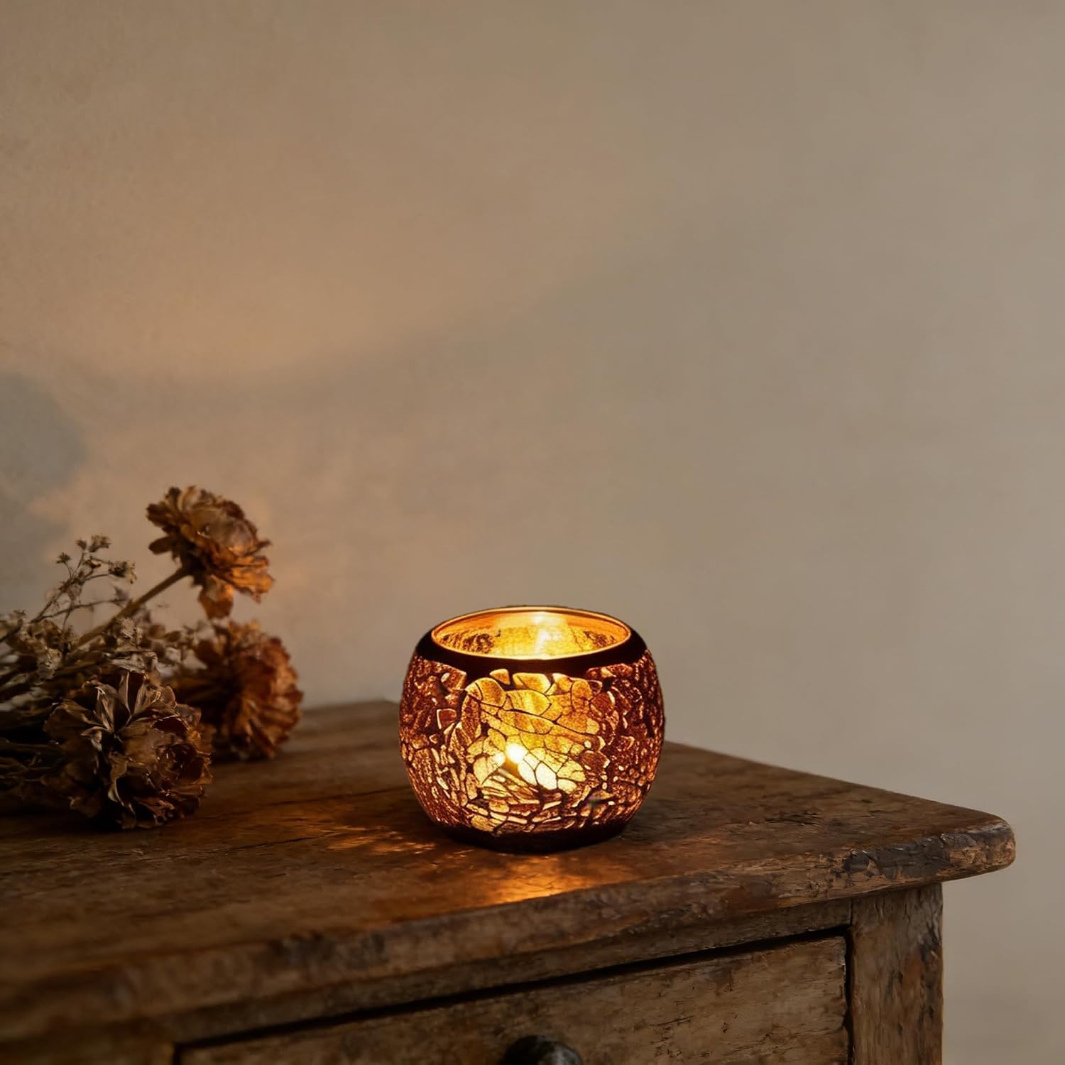 Vintage Mosaic Glass Romantic Stained Votive Scented Candle Holder Base Tealight Candles Elegant Home Table Decor(NO Candles) for Wedding Party Christmas Church