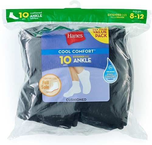 Miniatura 2 de Hanes Women's Ankle, Moisture-Wicking Socks for Women, Cushioned Athletic Ankle Socks, 10-Pack