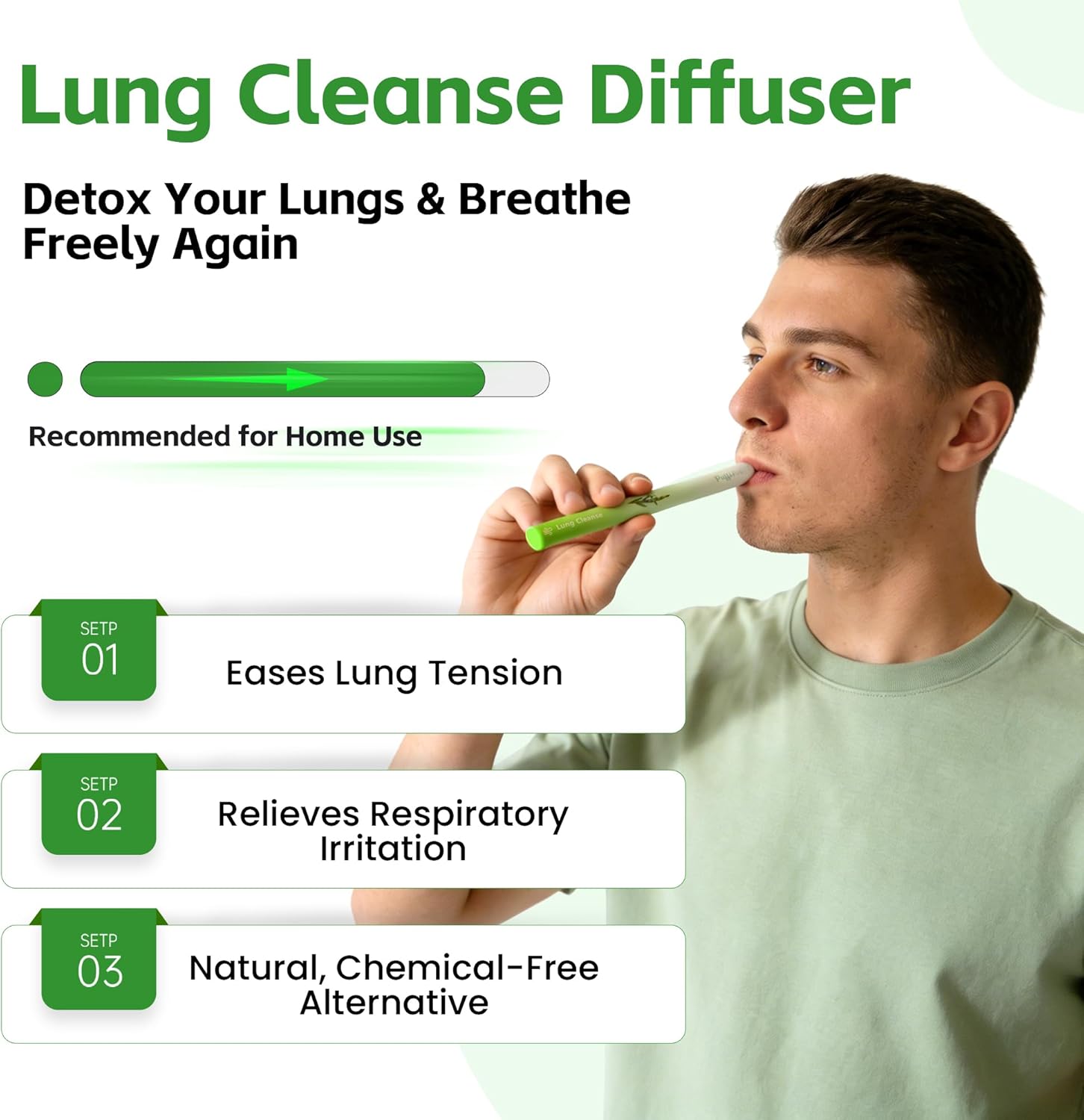 Herbal Diffuser Duo, Detox and Energy Diffuser Pens with Extract of Mullein and Natural Caffeine, 100% Natural Swap, Home & Work Duo, 600 Uses Each