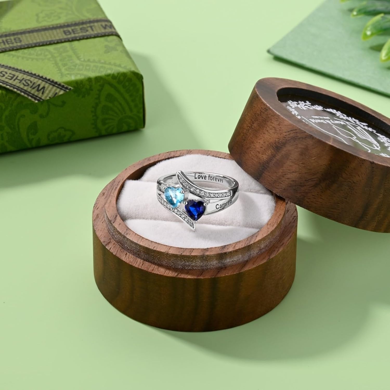 Personalized Sterling Silver Mothers Ring with 2 Birthstones,Custom Engraved Name Promise Ring for Women,Mother's Day Gift for Mom Wife Grandmother - Image 5