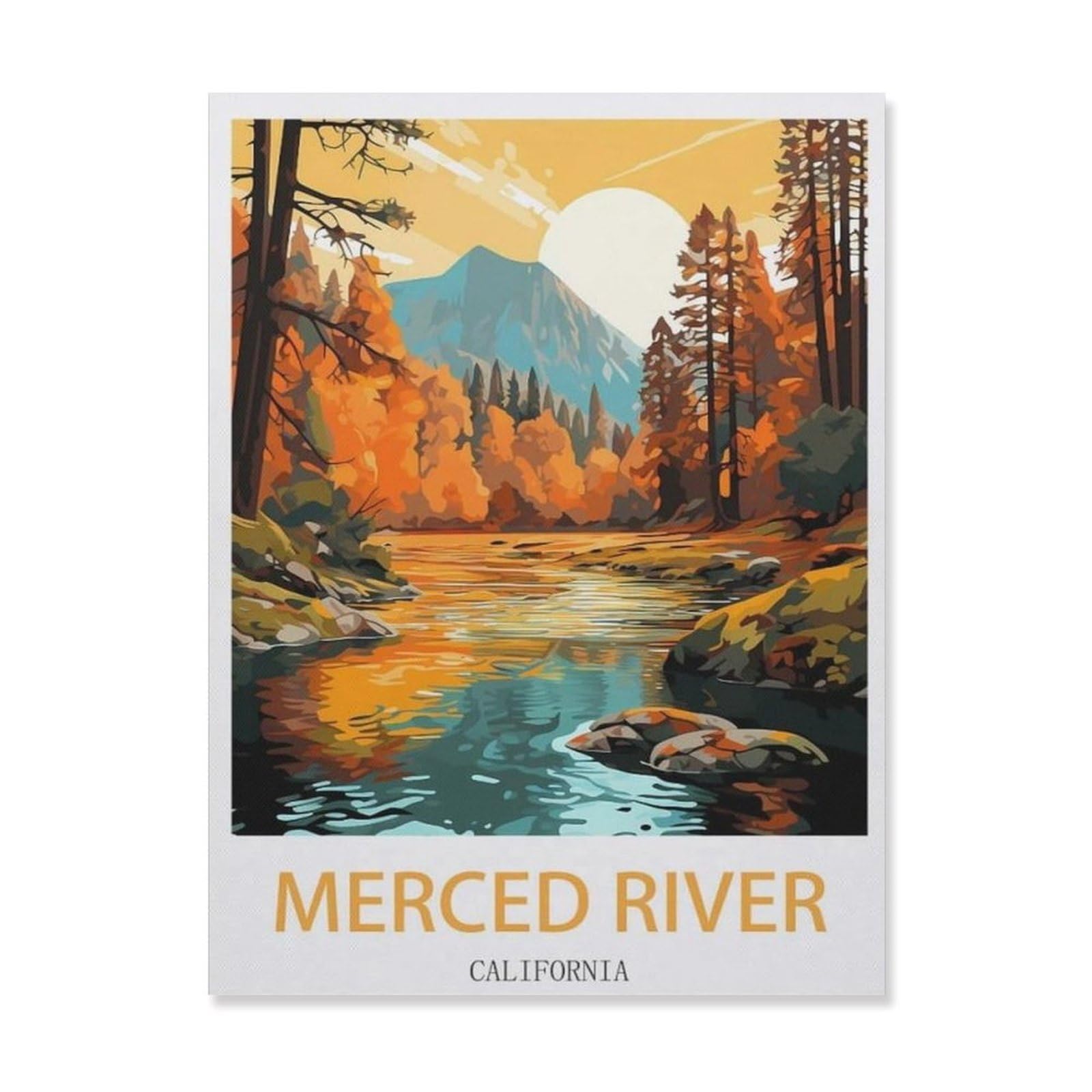 Funny Metal Tin Signs，Merced River California(30x40cm）