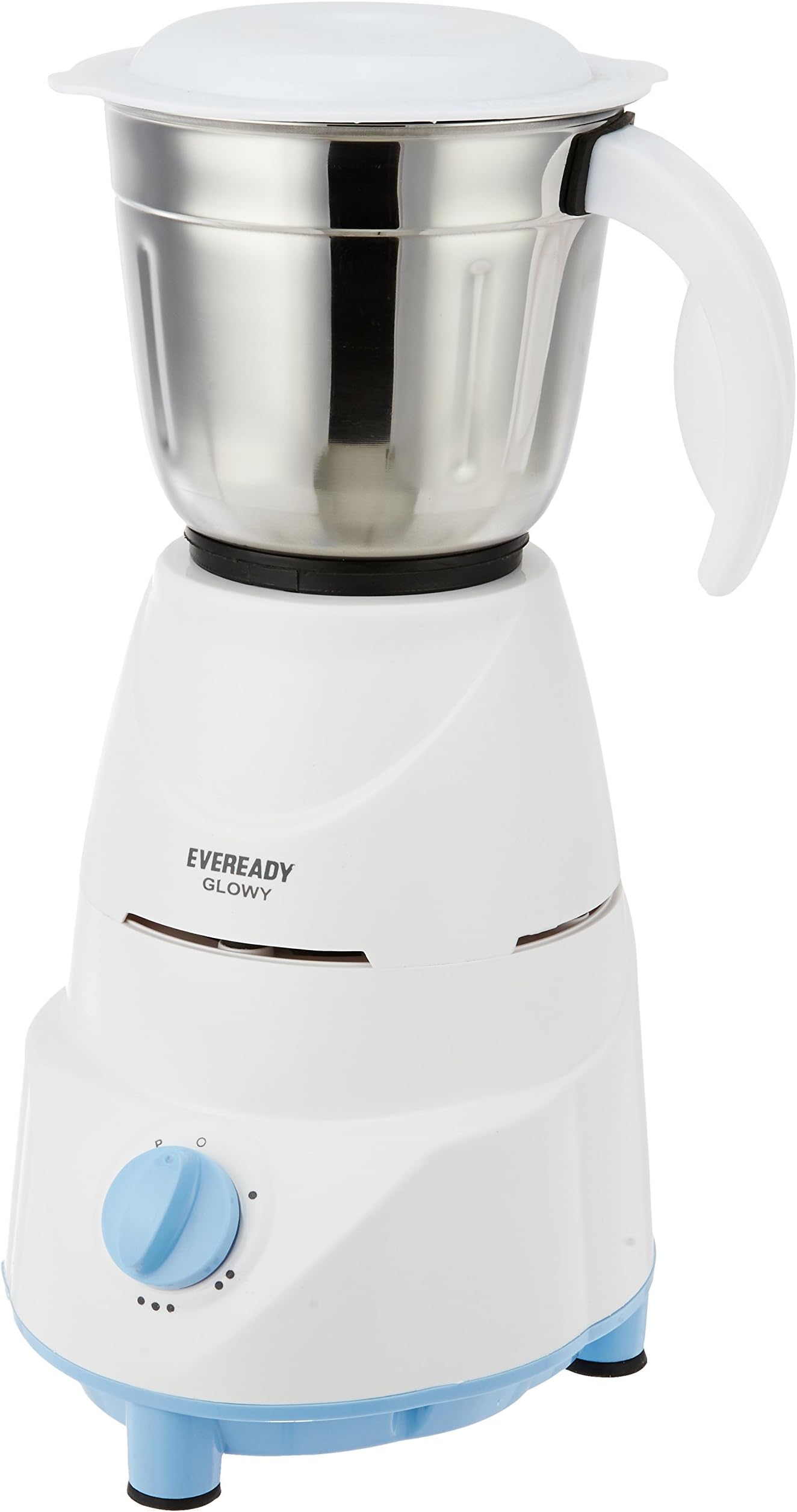 Eveready Glowy Mixer Grinder, 500W, 3 Jars (White and Blue)