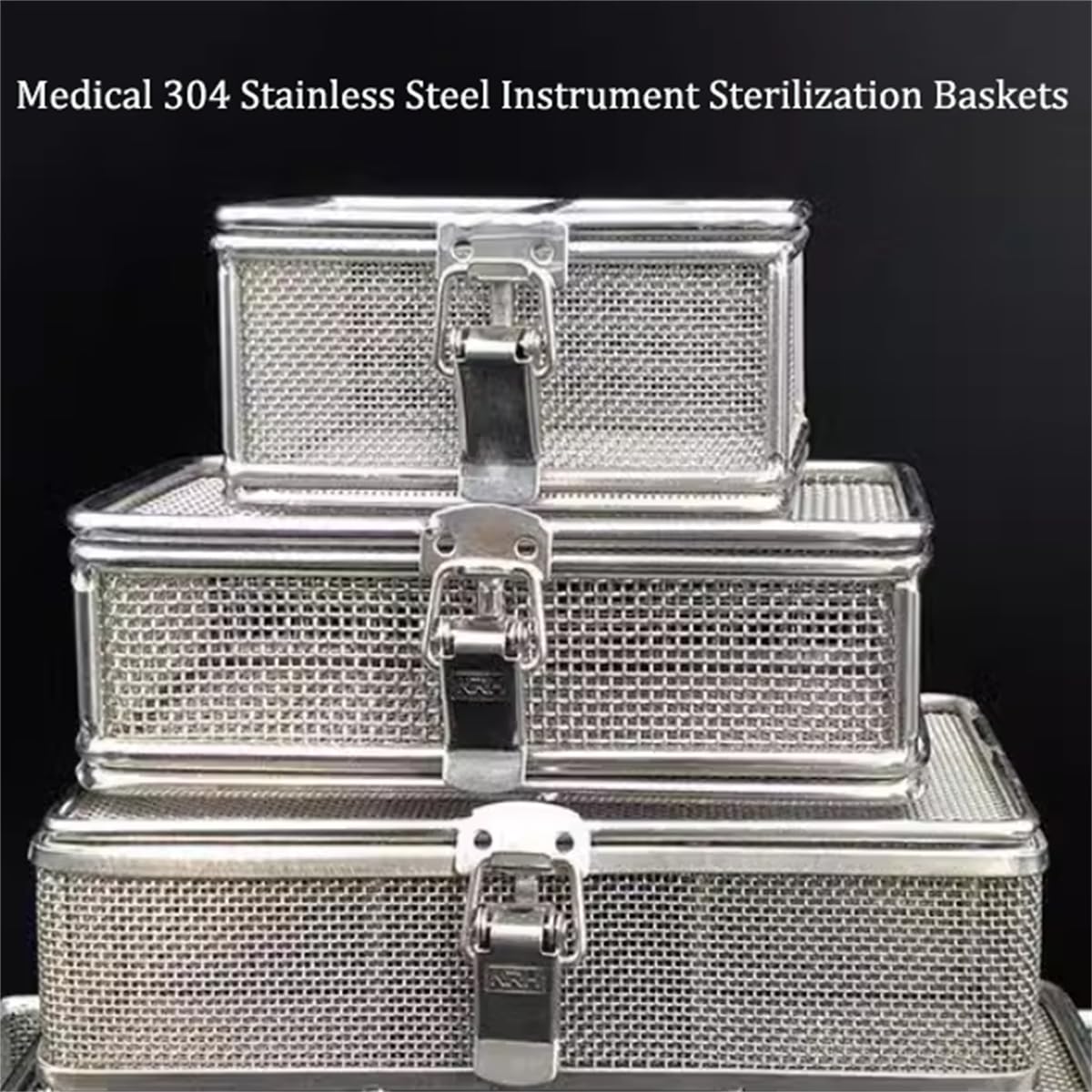 304 Edelstahl Sterilisation Korb mit Deckel, Instrument Sterilisation Körbe, Instrumentenschale und Mesh Perforierte Körbe Sterilisation Tray, für Krankenhaus, WWFKWEMK, 10 * 10 * 5cm
