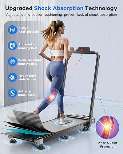 Miniatura 4 de Foldable Treadmill with 10% Incline Upgrade 3.5HP Low Noise Walking Pad Treadmill with Handle Bar 4 in 1 Portable Under Desk Treadmills for