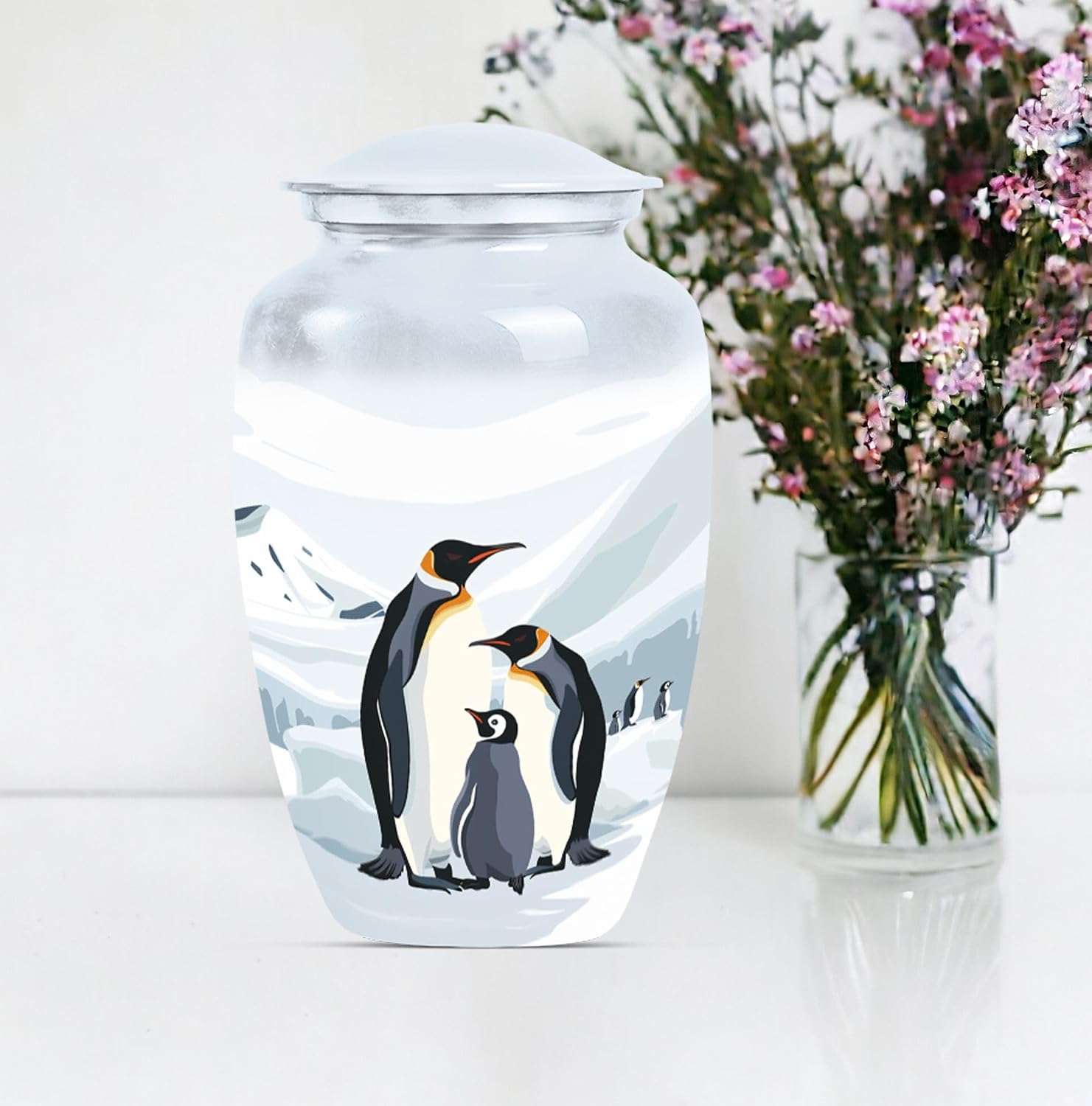 Arctic Family - Decorative Urns for Human Ashes - Cremation Urns Adult - 10 Inch - Large with Velvet Bag - Adult Large Urn - Ash Urns for Humans - Funeral Urn