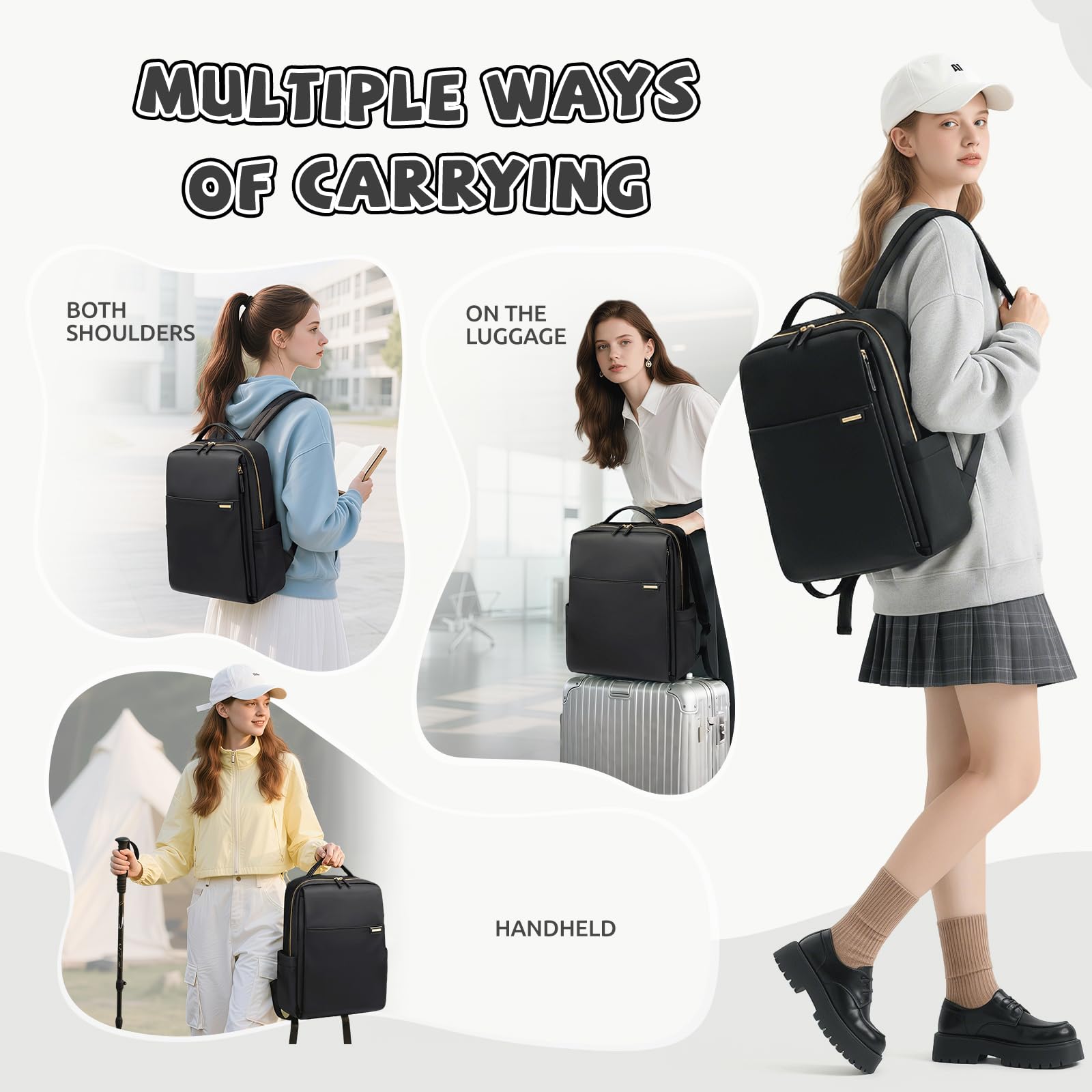 Sac à Dos Ordinateur Portable 16 Pouces Imperméable Noir