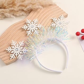 Doneace Christmas Headband Snowflake Hair Bands Glitter Snowflakes Rhinestone Hair Hoop New Year Hair Accessories for Women Girls Christmas Holiday Happy New Year Winter Party Supplies