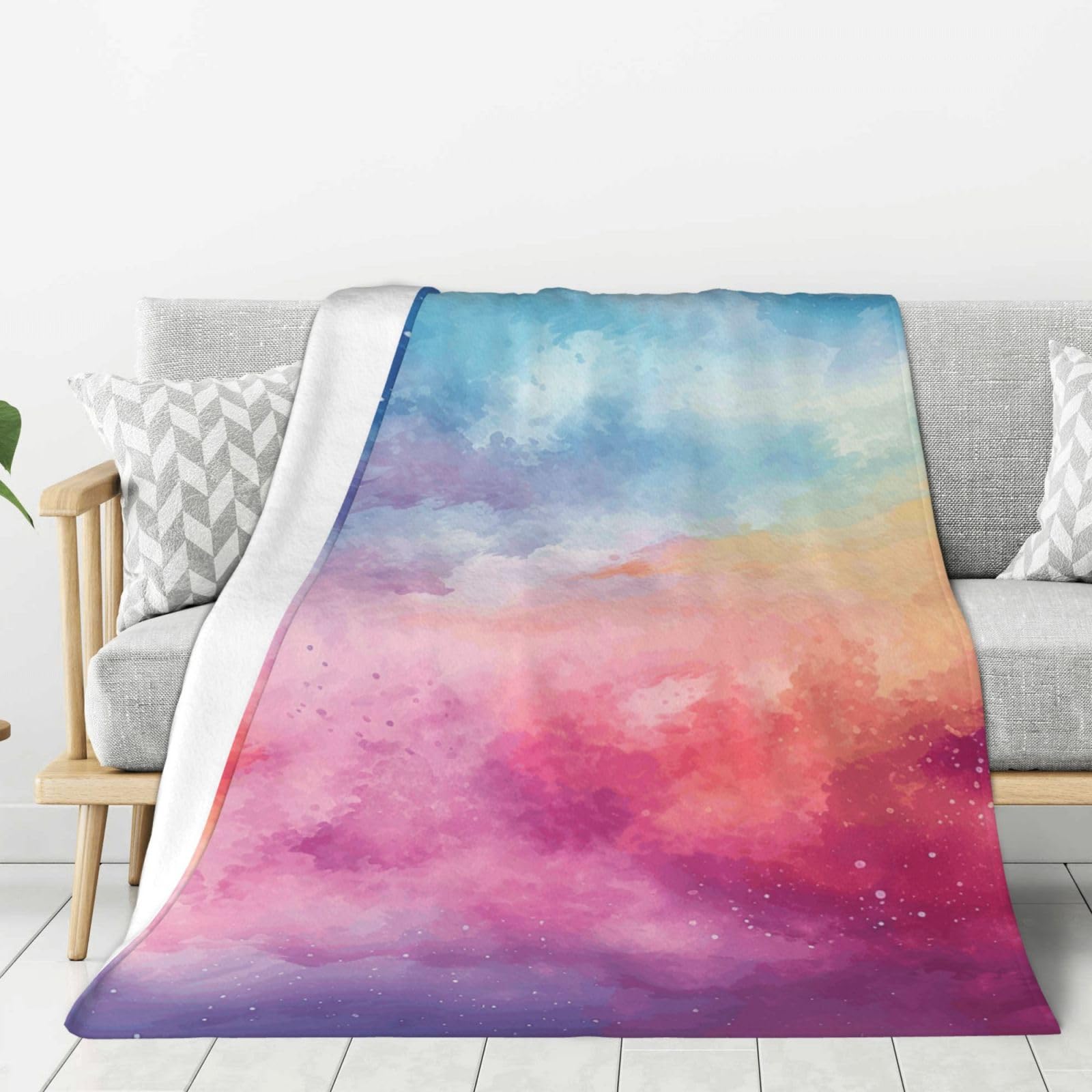 Watercolor Background Throw Blanket Plush Flannel Fleece Blanket, Soft Lightweight Cozy Blankets 60"X50" for Bed Couch Sofa Travel