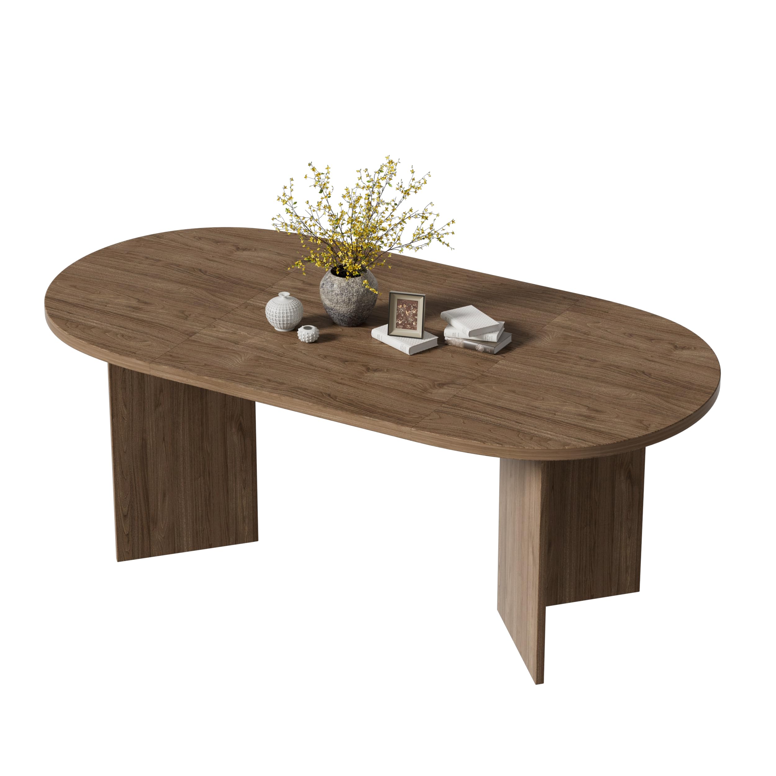 MSFE Tavolo Ovale da Pranzo per 6-10 Persone, Tavolos in legno per Cucina di Casa Soggiorno, Tavolo da Pranzo Marrone, Tavoli moderno per Tempo Libero, 190x90x76cm