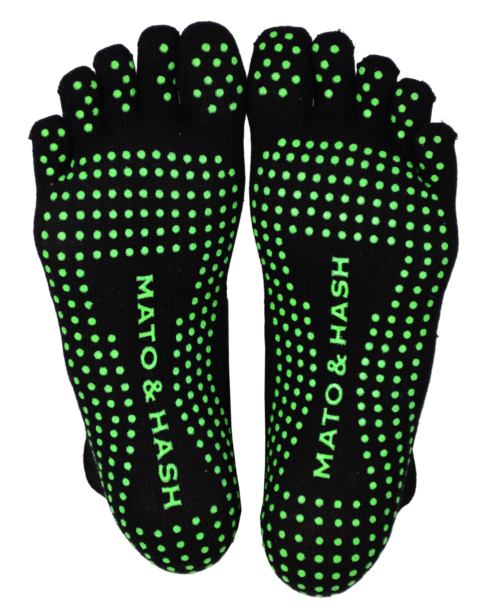 Mato &amp; Hash 5-Toe Exercise Barefoot Feel Yoga Socks With Full Grip