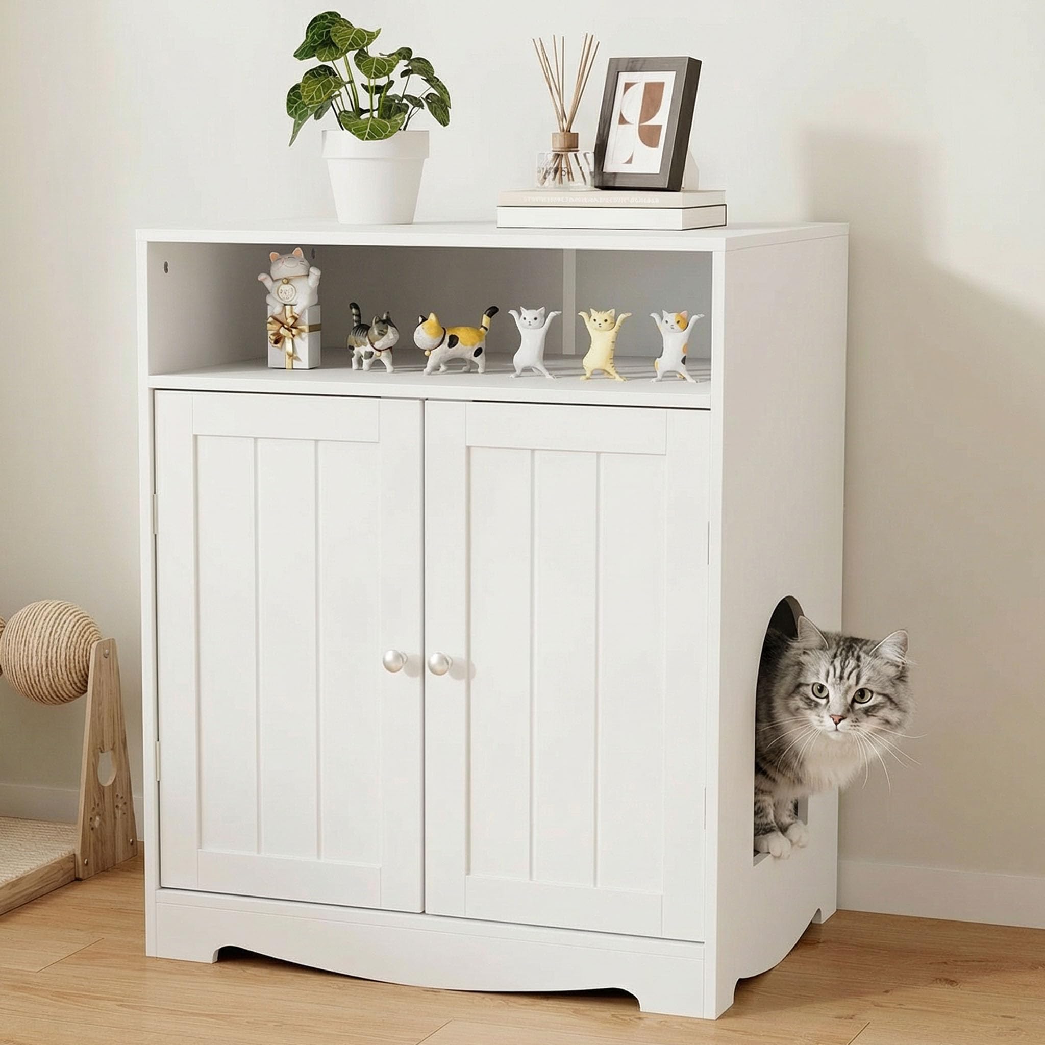 Amazon | DiDuGo 猫 キャット レストルーム 猫トイレカバー 大型 木製