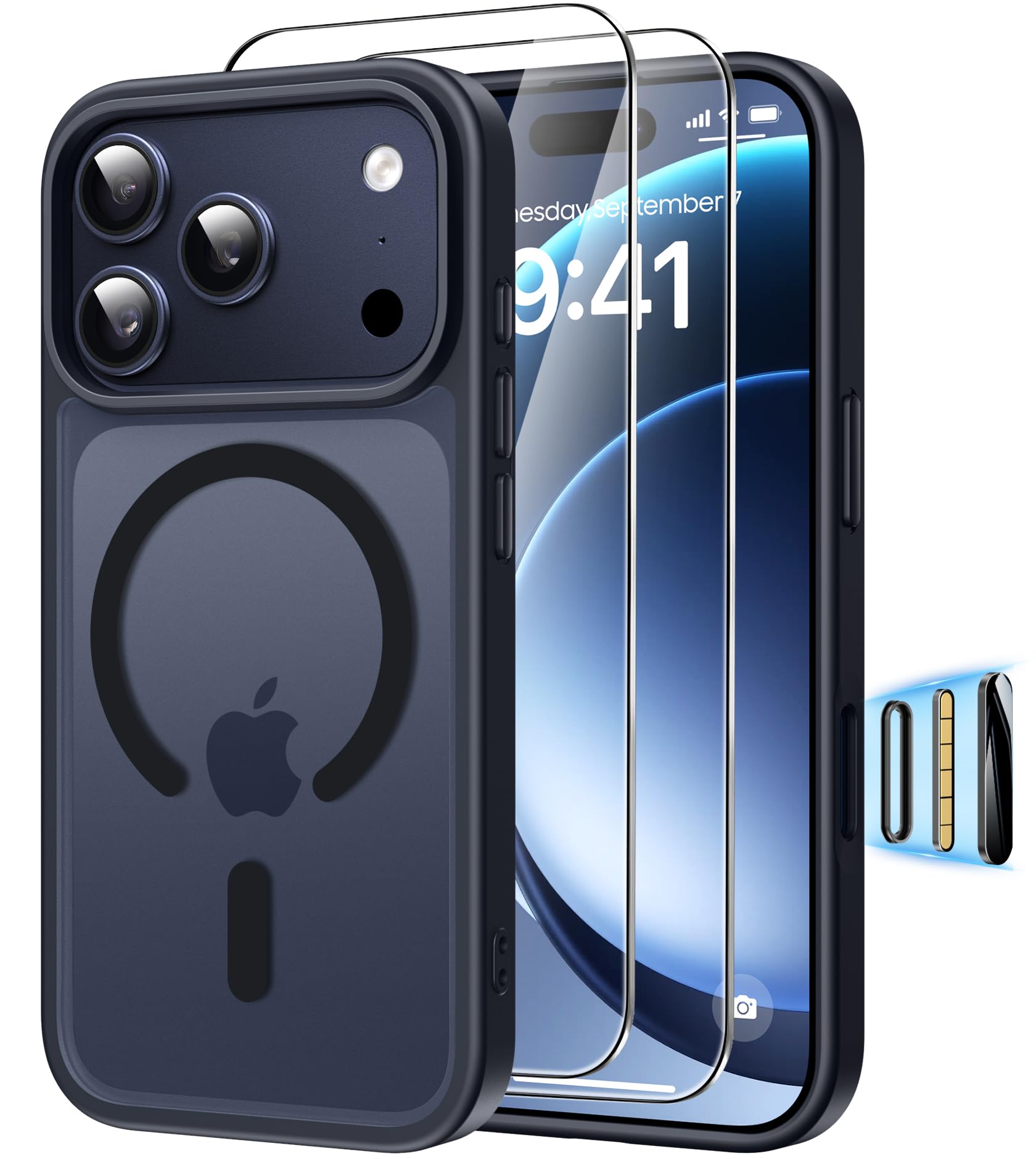 Magnética Funda para iPhone 17 Pro Compatible MagSafe con 2 Cristal Templado, Control de Cámara, Protección Carcasa Antigolpes Anti-Amarillo Tapa Case iPhone 17 Pro, Transparente — view 20