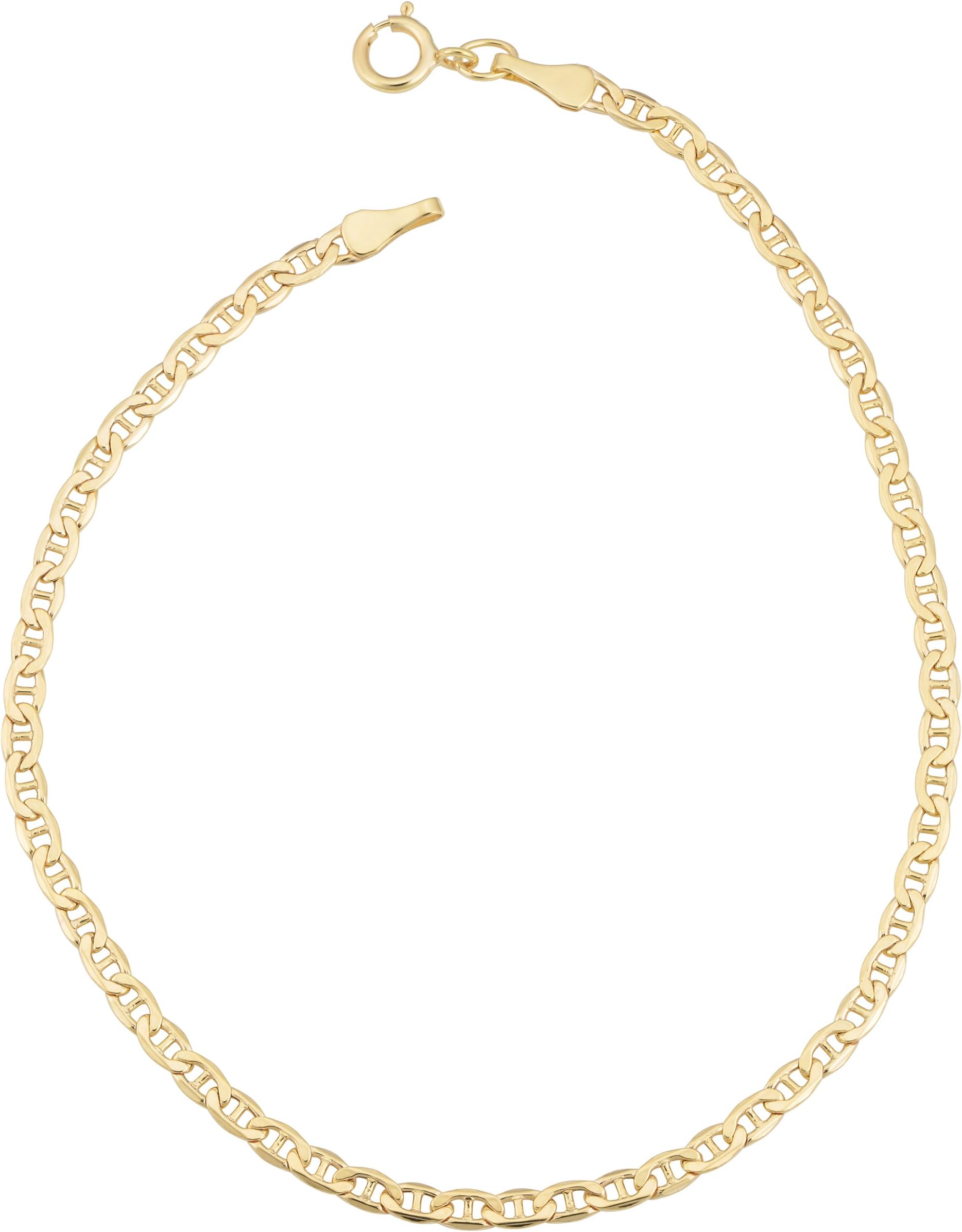 Womens Mariner Link Bracelet - 10k Yellow Gold Chain, 7.5 In, Spring Ring Clasp