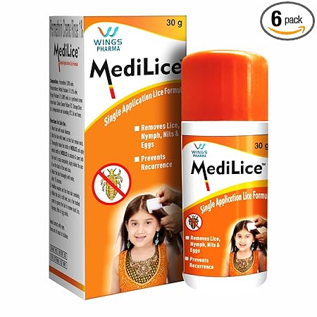Medilice Anti Lice Cream Wash (30 Ml X Pack Of 6 = 180 Ml) - Single Application Lice Formula