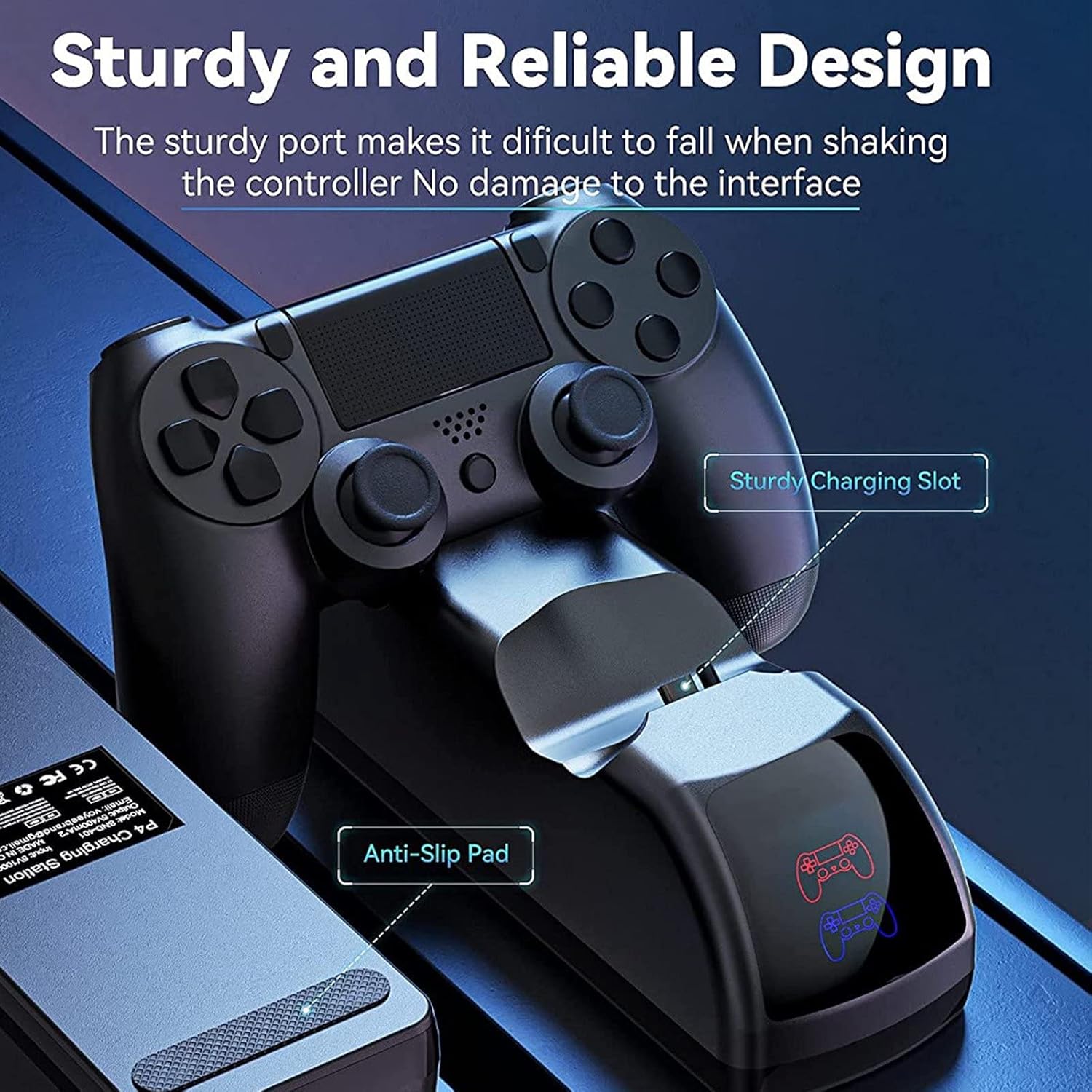 Controller Charger Dock Station for PS4 Controller Charger Station for PS4, PS4 Pro Slim Remote Charging Station with Fast-Charging Port, Replacement for PS4 Controller Charger