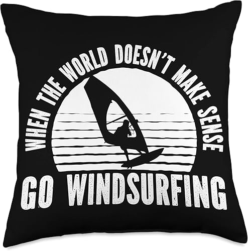 Windsurfer Windsurf Surfer Apparel Windsurfing Surfing Board Water Sports Throw Pillow, 18x18, Multicolor
