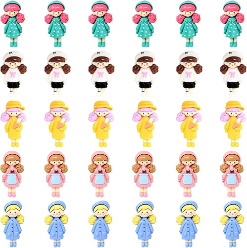 Honbay 30 dijes de resina con diseño de limo de dibujos animados para niñas, con parte trasera plana, adornos para manualidades, pinzas para el