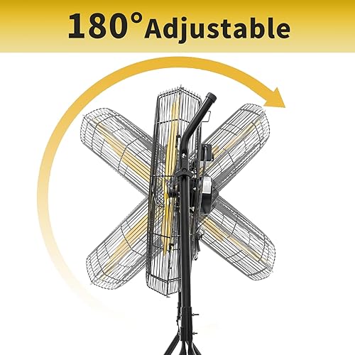 Miniatura 5 de HiCFM 7900 CFM Ventilador de pie inclinable de 24 pulgadas con rodamiento de bolas, potente motor de 25 HP, cable de 9 pies, inclinación de 180