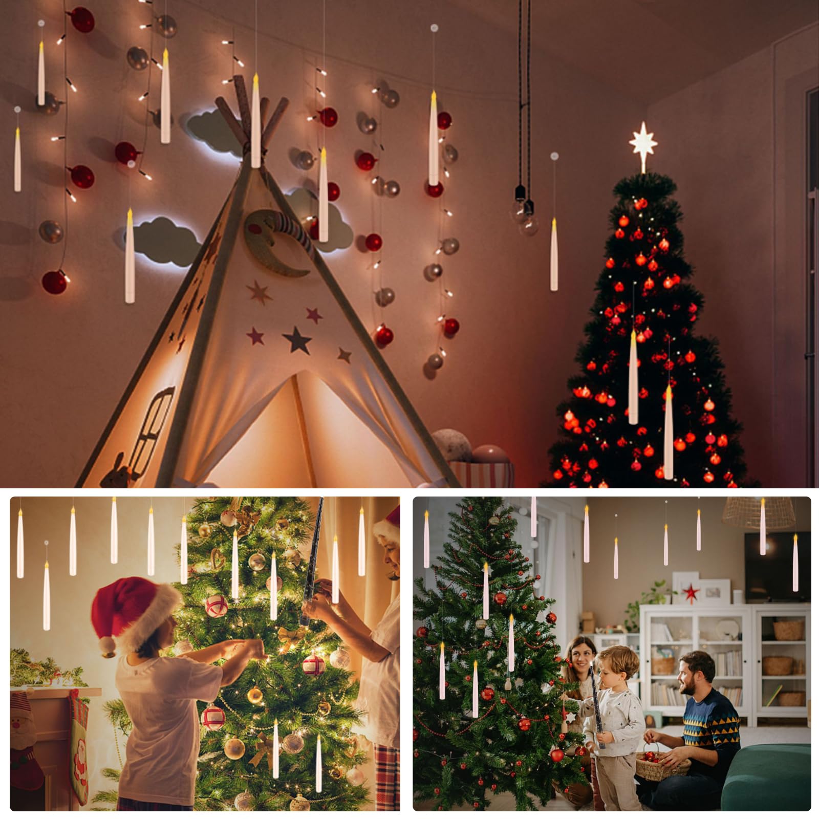 20 velas electrónicas LED con mando a distancia, decoración de Halloween, vela flotante parpadeante, decoración del hogar, decoración de dormitorio, fiesta de cumpleaños de Navidad, luces