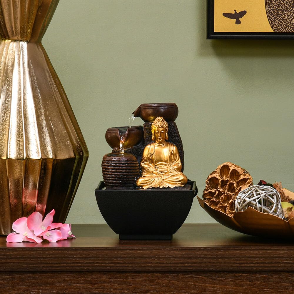 @home by Nilkamal Meditating Buddha Polyresin Decorative Water Fountain for Home Decoration,Office,Table Decor and Gifting in Gold and Brown by Nilkamal (B0CP49KN6T) Amazon Price History, Amazon Price Tracker