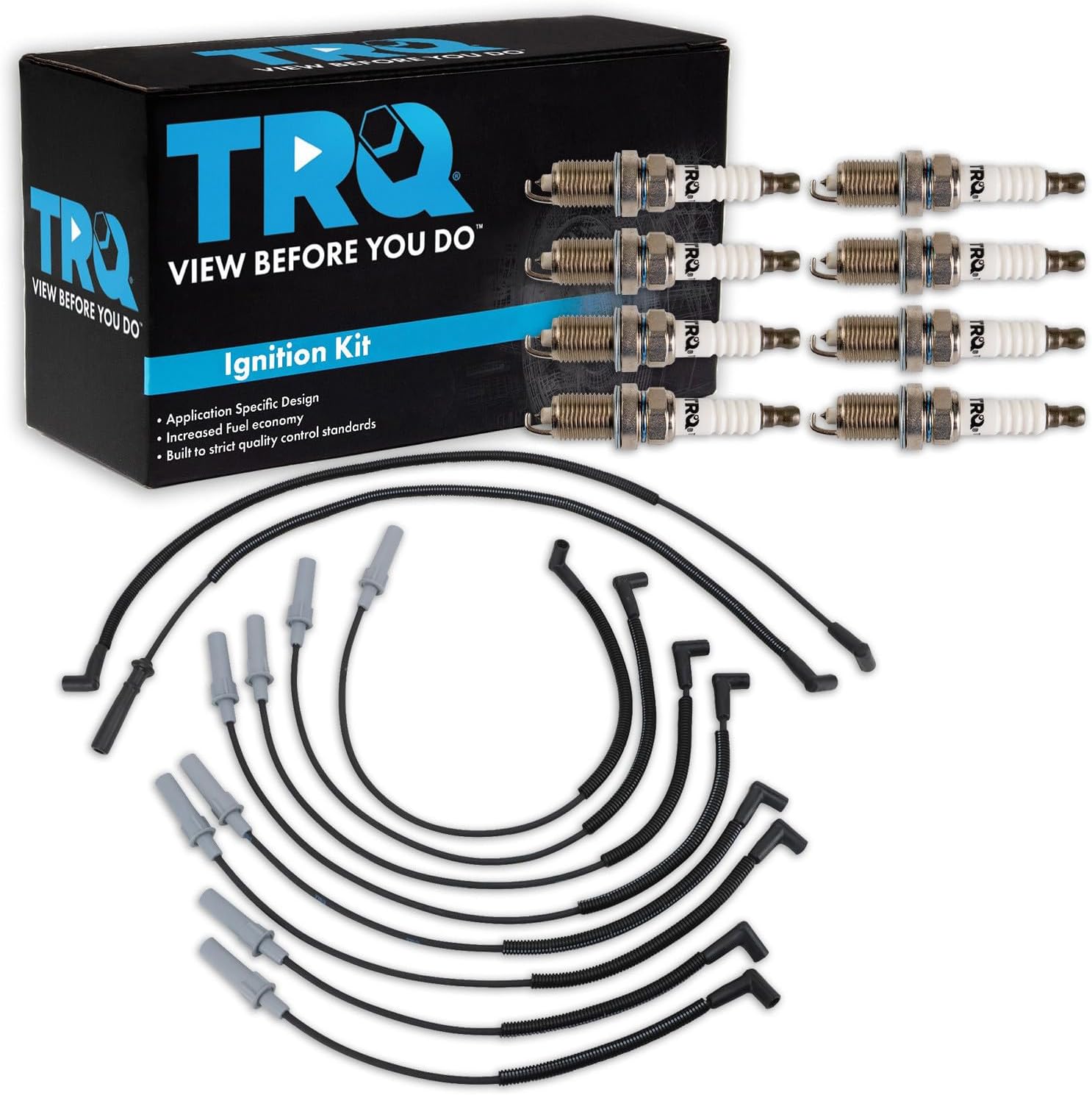 TRQ Spark Plug Kit 9 Piece Iridium Spark Plugs Compatible with 1998-2002 Dodge Ram 1500 1998-2003 Dakota Durango Ram 2500 3500 1500 Van