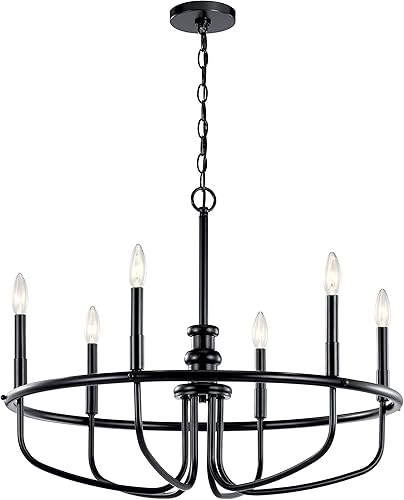 Kichler Lámpara de araña Capitol Hill de 22" con 6 luces, color negro