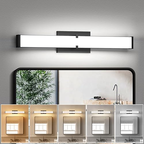 Moderna lámpara de baño sobre espejo de 16 pulgadas, 20 W, 2000 lúmenes, luz de tocador de baño regulable, barra de luz LED 5CCT, accesorios de