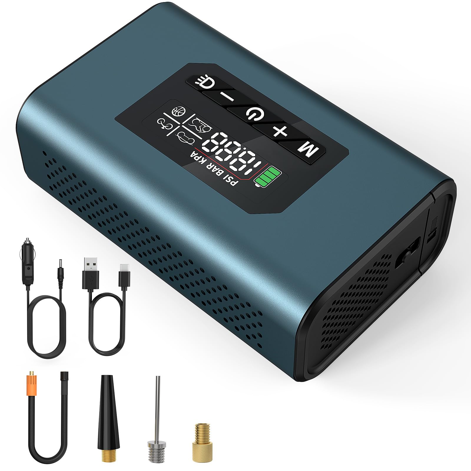 PHIRAH Tire Inflator Portable Air Compressor, Cordless Tire Air Pump for Car Tires with Digital Pressure Gauge, 150PSI Fast Inflation Tire Pump with LED Light for Cars, Motorcycles, Bikes, Balls