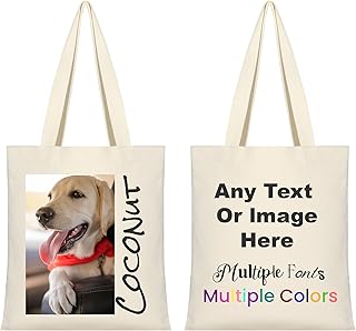Custom Canvas Tote Bag with Photo Text Personalized Canvas Bag with Pict...