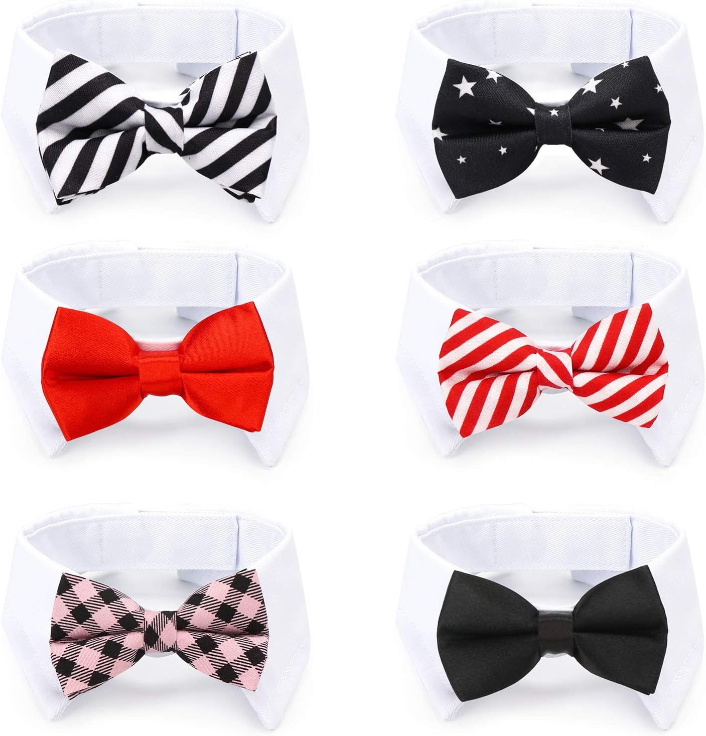 Dog Tuxedo Collar, 6 Pieces Segarty White Dog Bow Tie Collars with Pink Black Blue Red Bowties, Formal Tux Neck Bows for Male Boy Small…