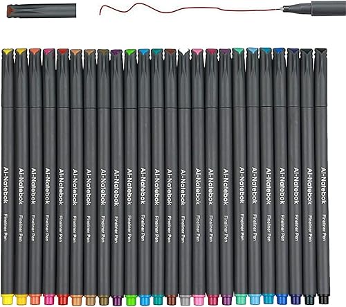 ai-natebok Fineliner - Juego de bolígrafos de color de punta fina de 0.015 in, bolígrafo de dibujo poroso, perfecto para escribir en diario y