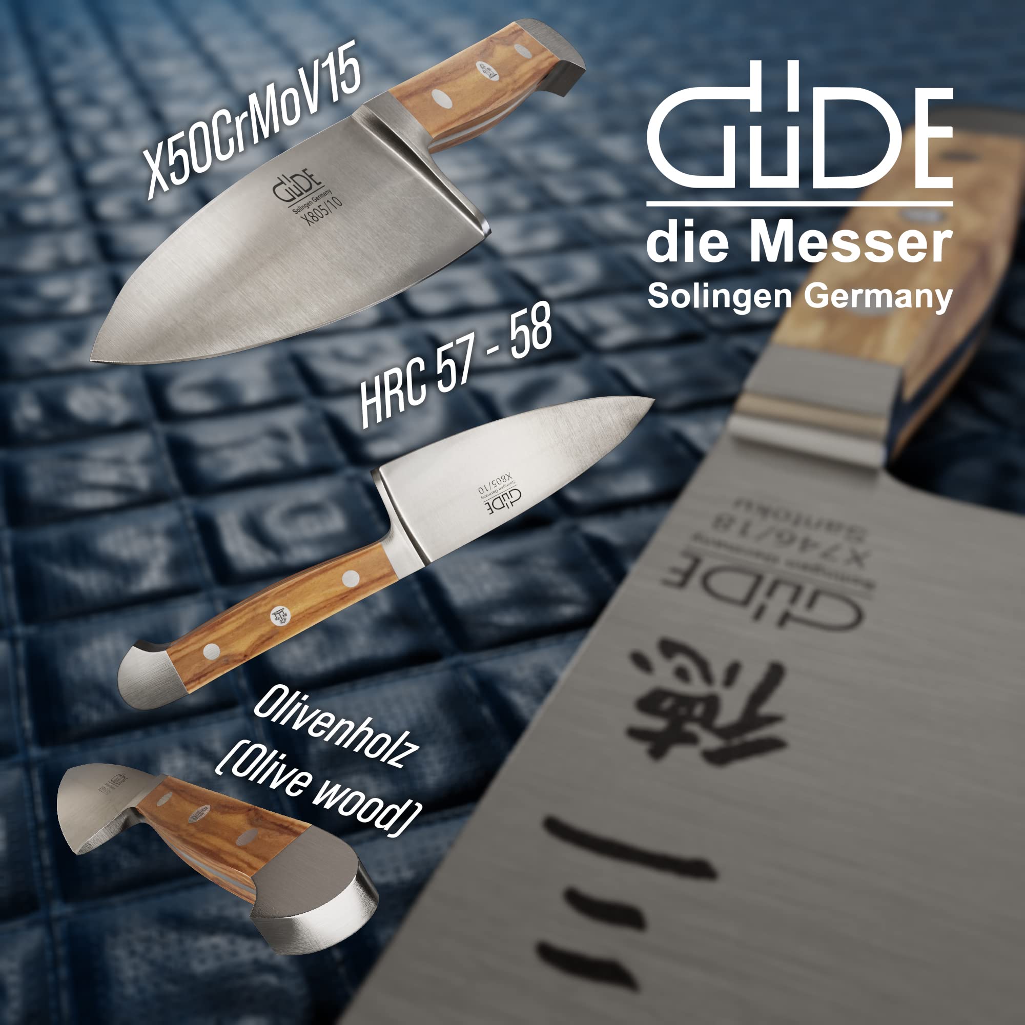 Güde Solingen - Couteau à Fromage à pâte Dure Couteau à Fromage forgé, 10 cm, Bois d'olivier, Alpha-Olive - Double mitre, fabriqué à la Main en Allemagne