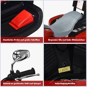 GOPLUS 6V Electric Motorcycle for Children Tricycle Children's Motorcycle with Forward and Reverse Switch Electric Motorcycle Mortorcycle Electric Vehicle for Children from 3 Years (Red)