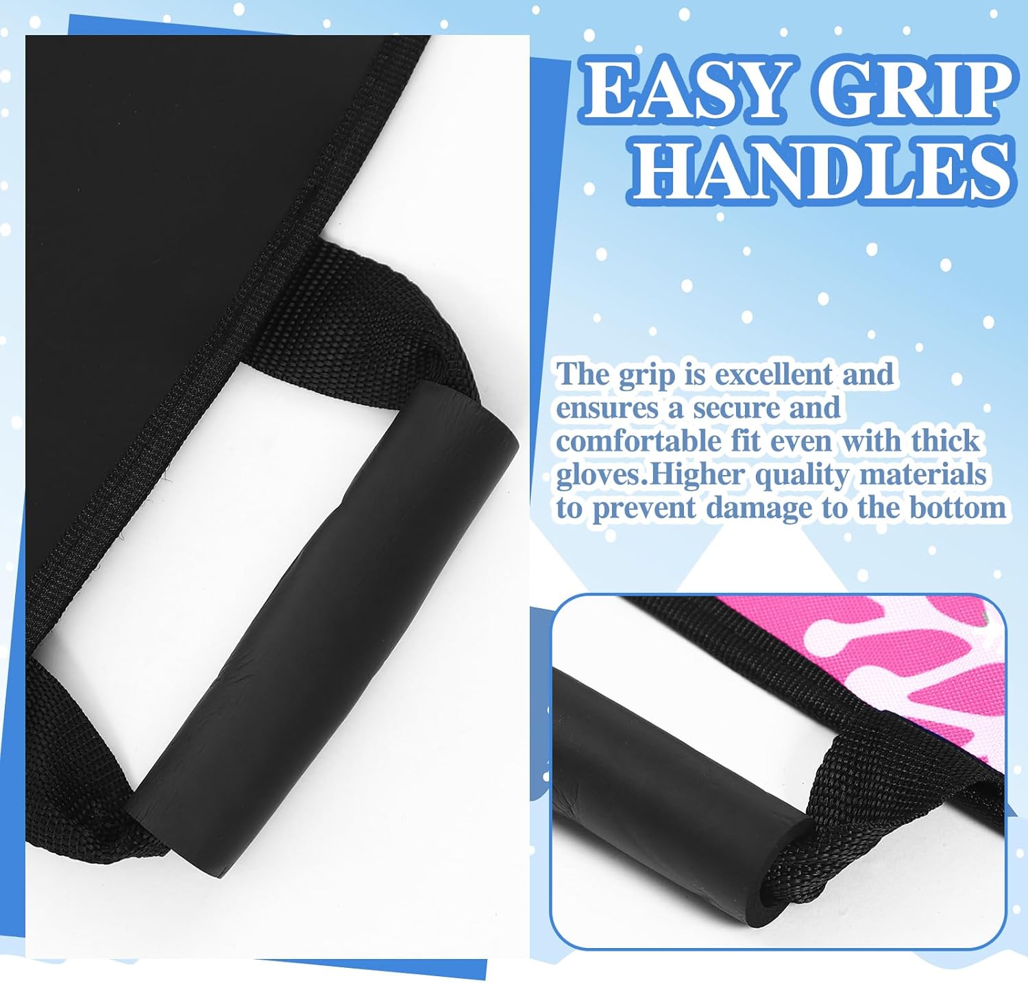 45"×18" Foldable Winter Snow Sled Portable Strong and Durable, Sturdy Fabric Stitchin Handles with Steering for Adult Teen Winter Outdoor Sports Fun