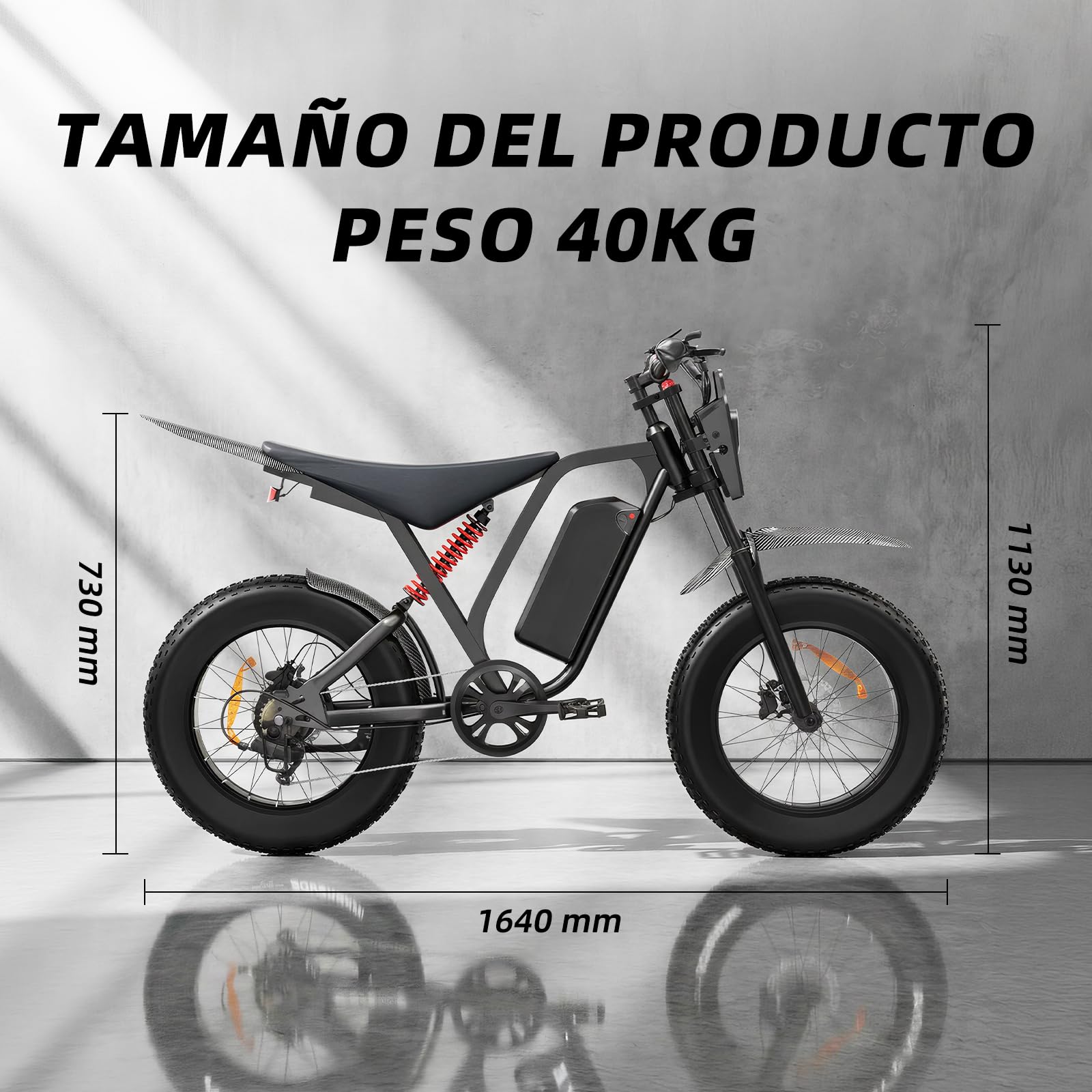 R700 Bicicletta Elettrica da Trekking per Donna Uomo, 20 x 4" Grassi Pneumatici Ebike Con 52V 25Ah Batteria Rimovibile, Motore da 250 W, 80KM Autonomia, con Cambio a 7 Marce, per Adulti