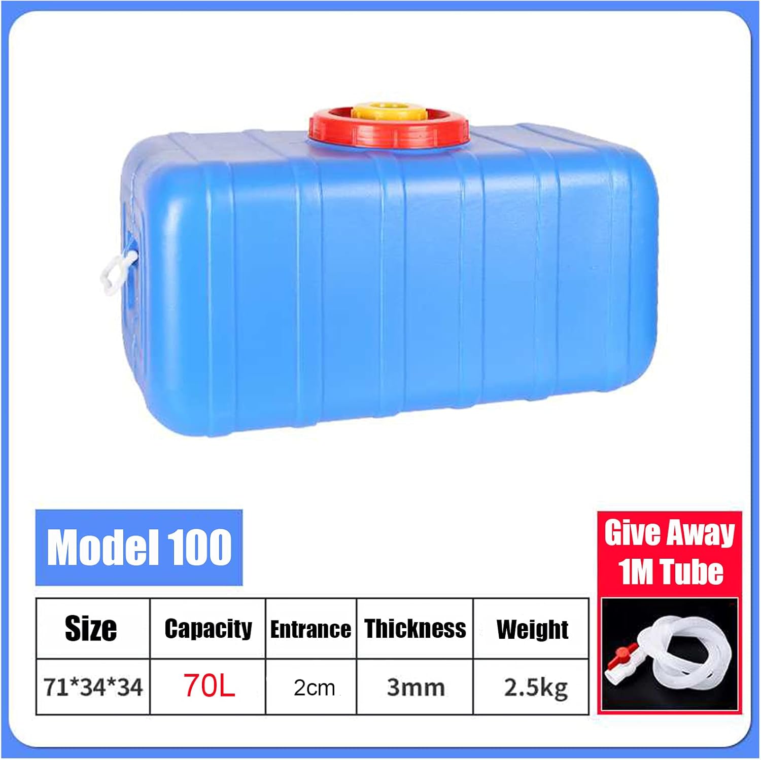Water Tank 70L Out Door Travel Multifunctional Water Tank，Large Blue Food-Grade Water Storage Container with Lid and Handle，Multifunction Camping & Hiking Water Storage Water Container