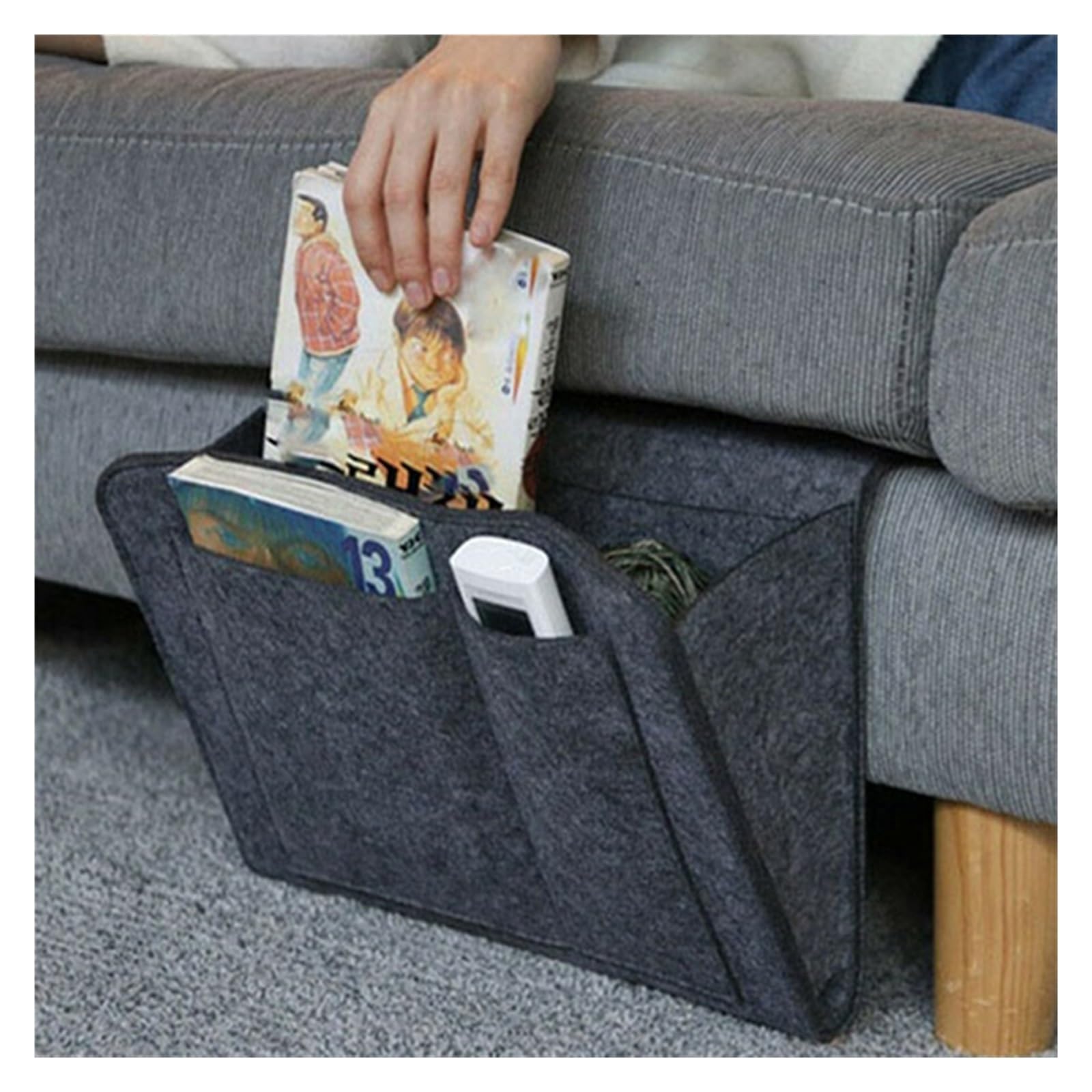 Pochettes de support de canapé haut de gamme en feutre noir de chevet