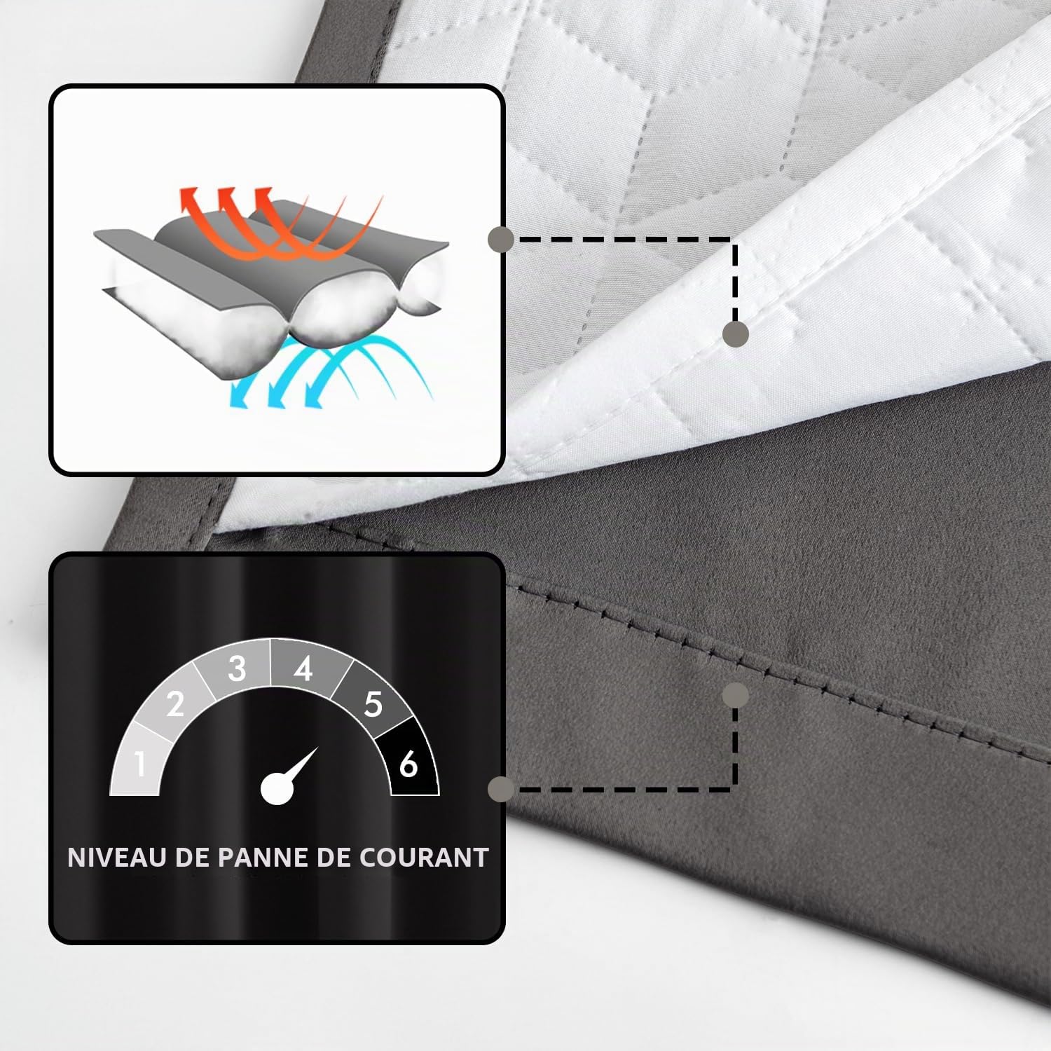 Woaboy Rideaux Occultant Thermiques Isolant 132x200 cm Gris | Rideaux anti Froid et Chaleur Rideau Hiver de Porte Interieur Rideau Salon Fenetre Extensible Lot de 1