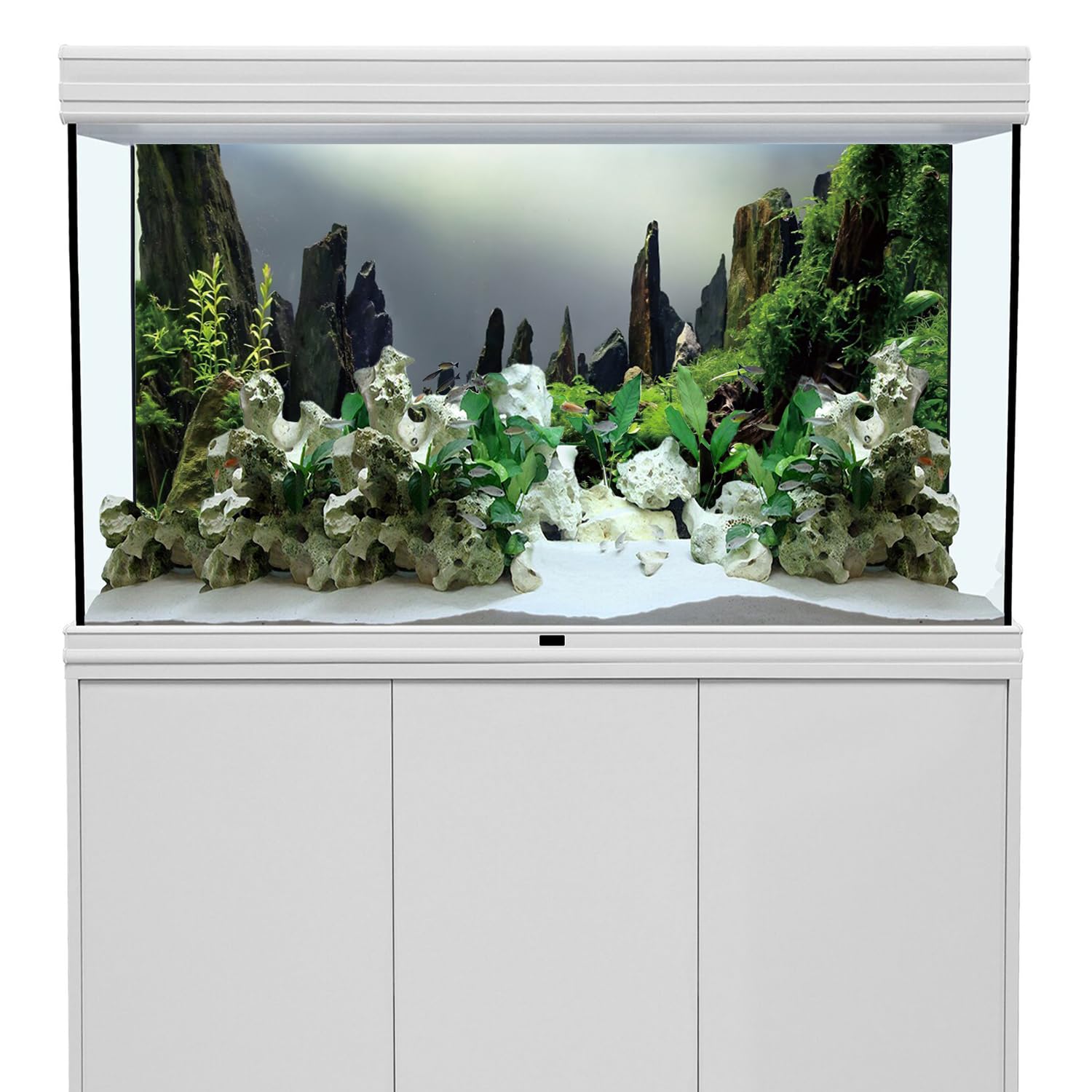 AWERT 48x24 inches Stone Column Aquarium Background River Bed & Lake Aquarium Aquatic Plant Fish Tank Background Vinyl Background