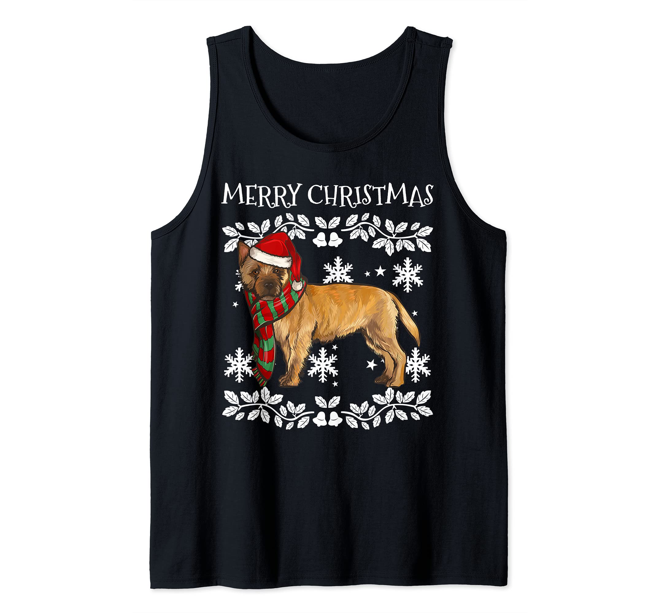 Merry Christmas Ornament Cairn Terrier Xmas Santa Tank Top, Black