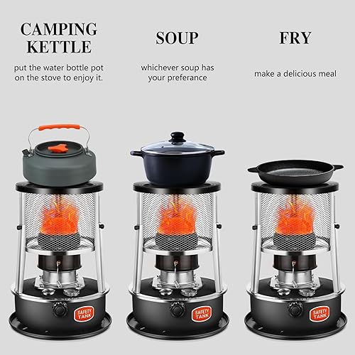 Miniatura 6 de Calentador de queroseno, calentadores de queroseno para uso en interiores, calentador portátil para campamento, estufa de queroseno, calentadores no