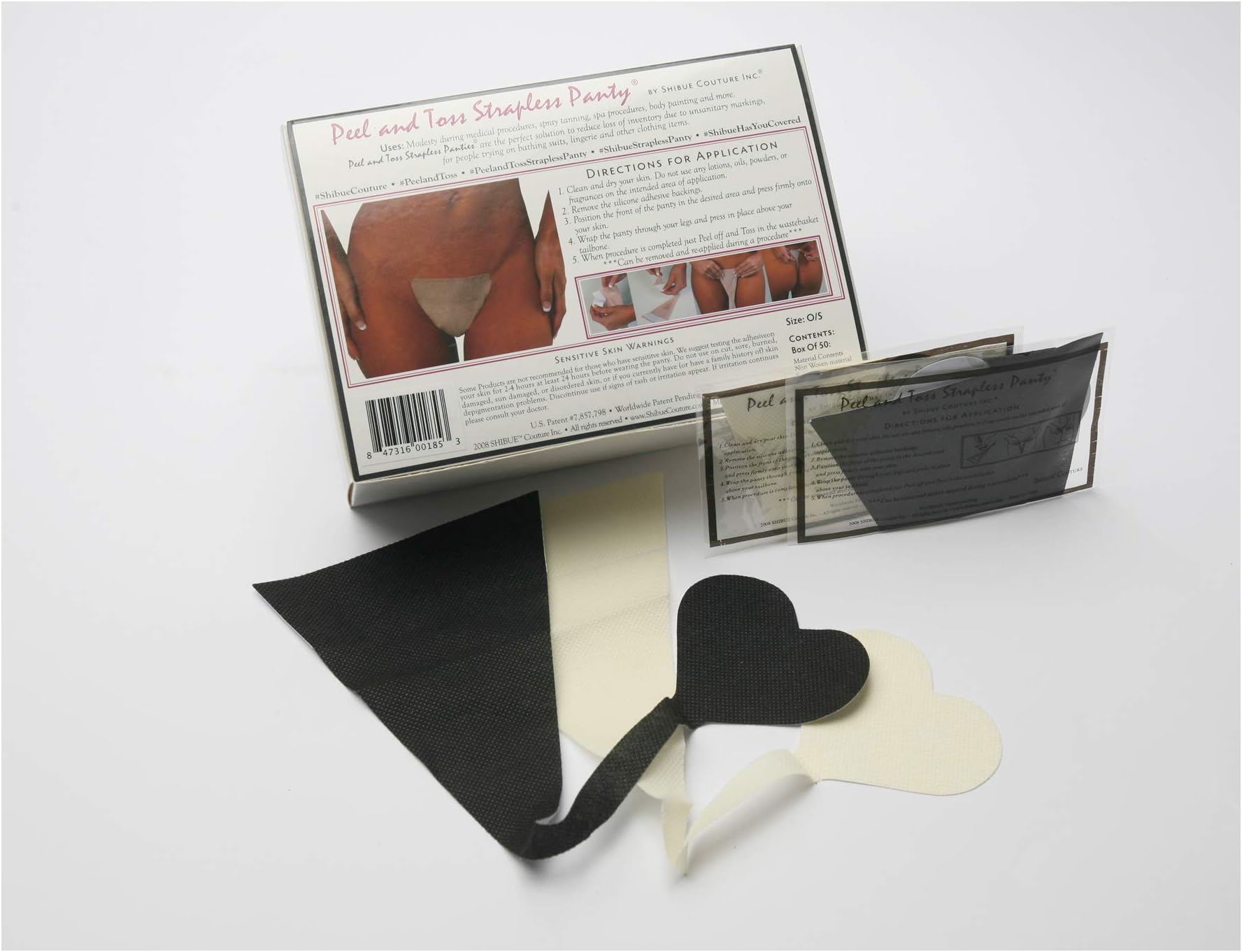 Shibue Couture Panty Box Set of 12 Self Adhesive Disposable Thong Without Side Bands – White, Small/Medium